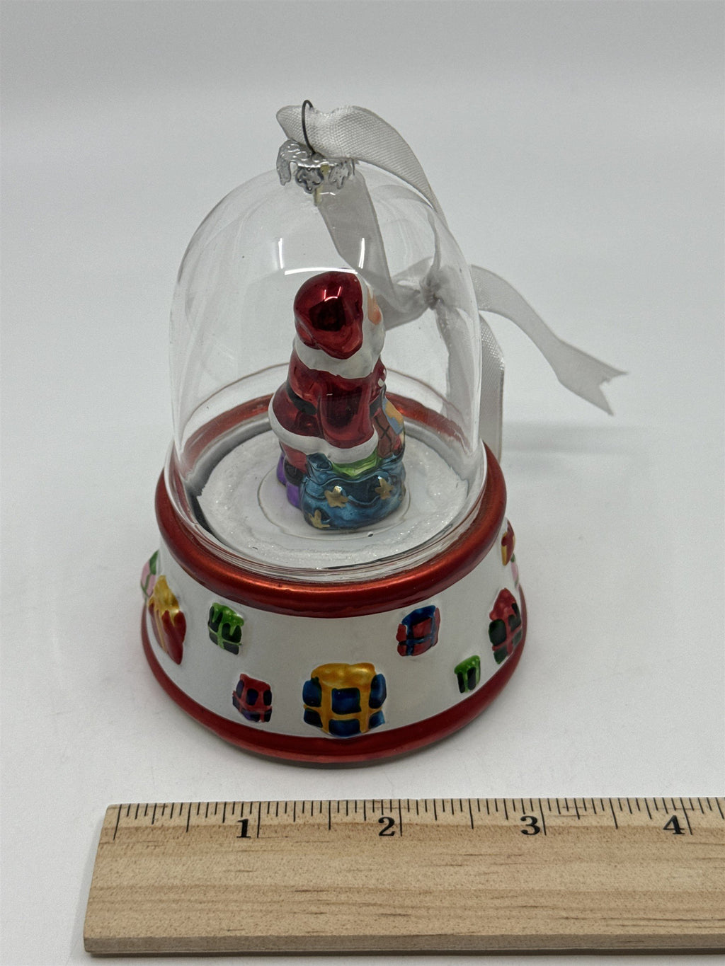 Vintage Mr. Christmas Musical Glass Snow Globe Ornament W/ Cracked Base