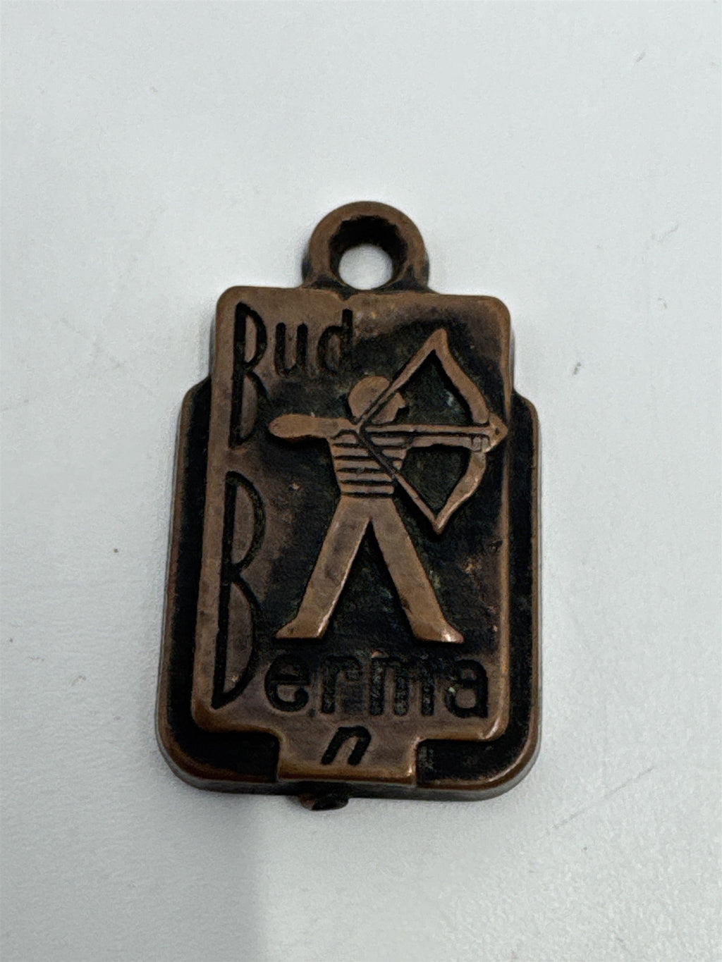 Small Vintage Bud Berman ROYCE N.Y. Zipper Charm W/ Man/Bow And Arrow