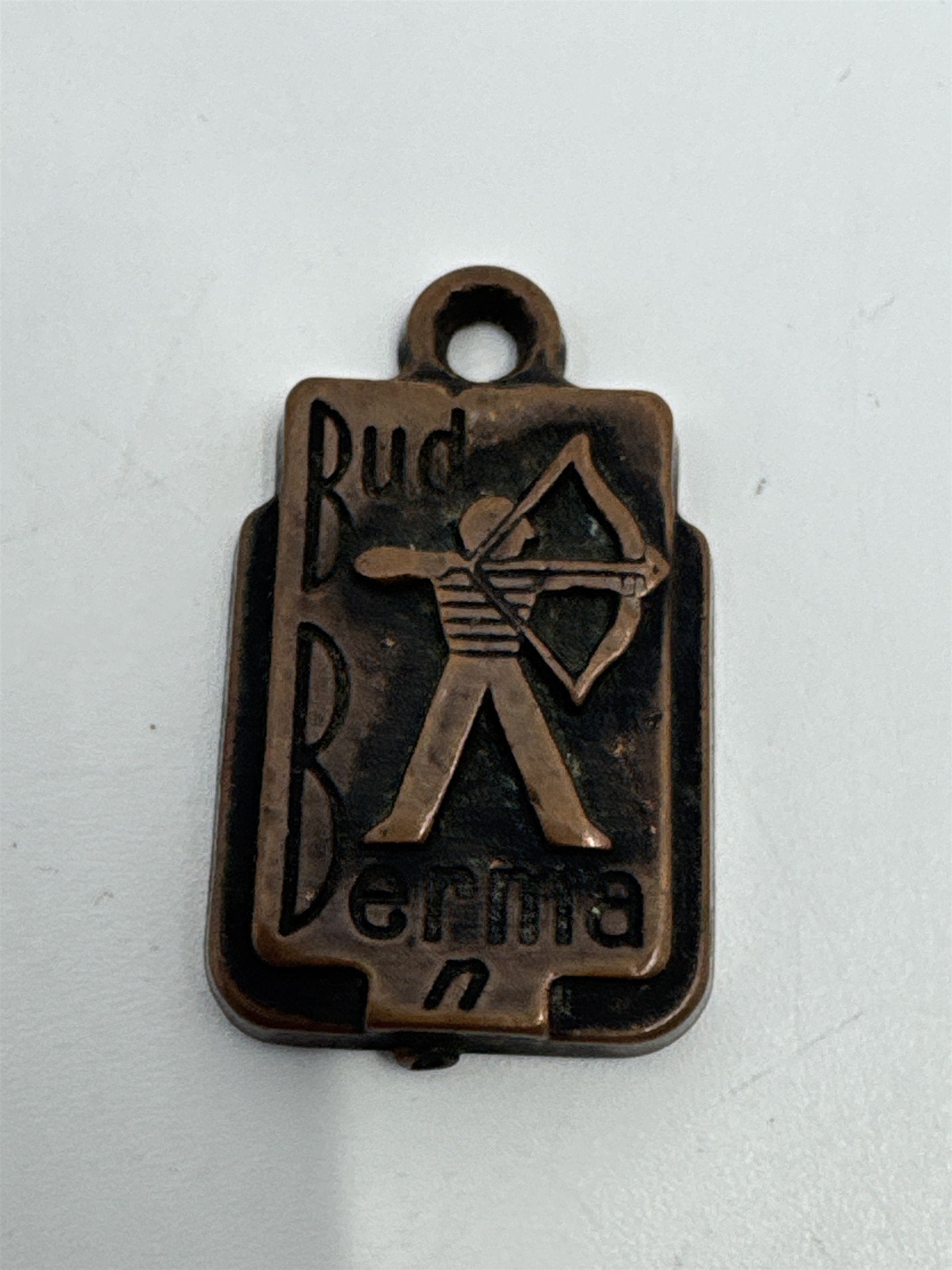 Small Vintage Bud Berman ROYCE N.Y. Zipper Charm W/ Man/Bow And Arrow