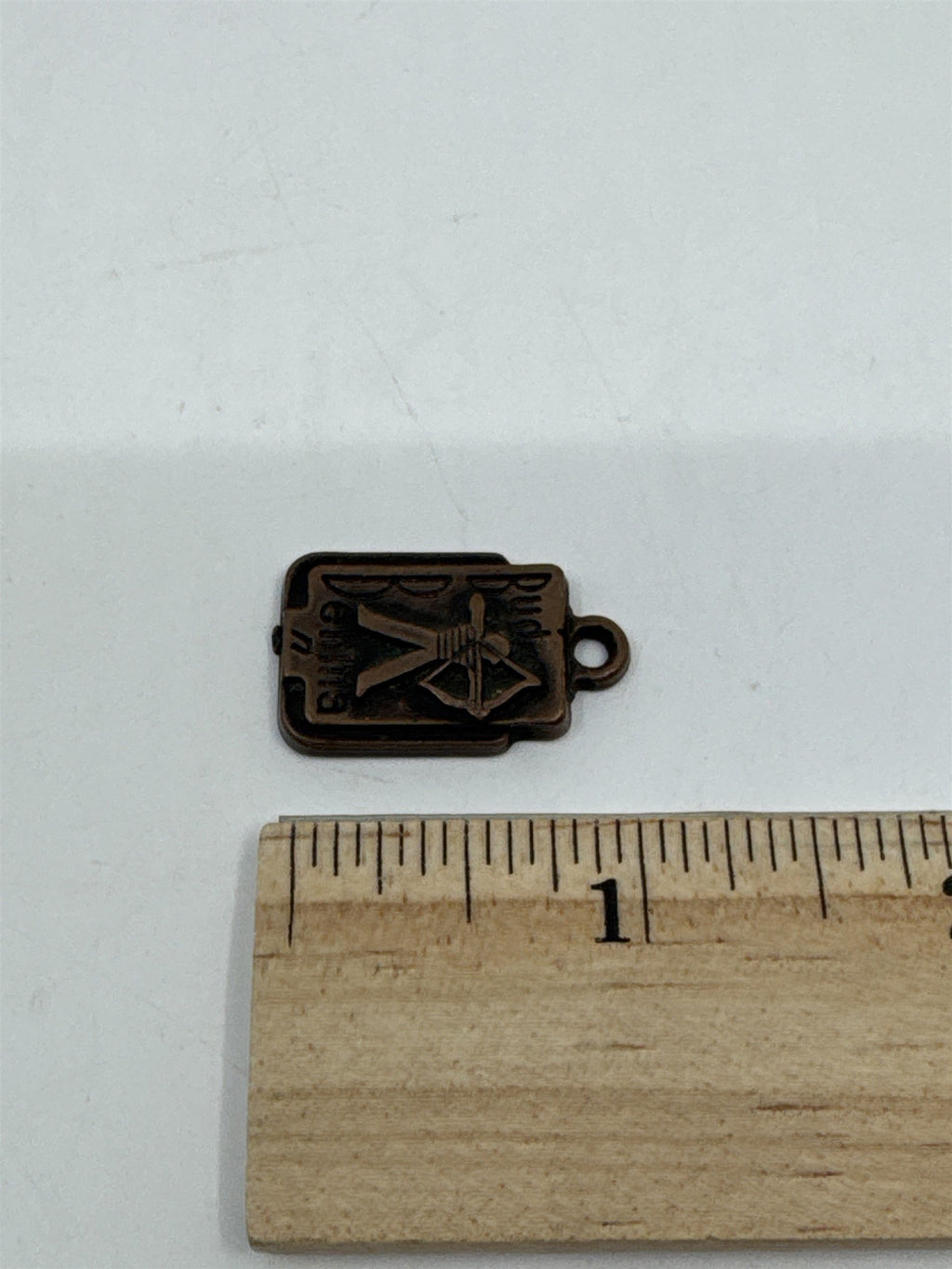 Small Vintage Bud Berman ROYCE N.Y. Zipper Charm W/ Man/Bow And Arrow
