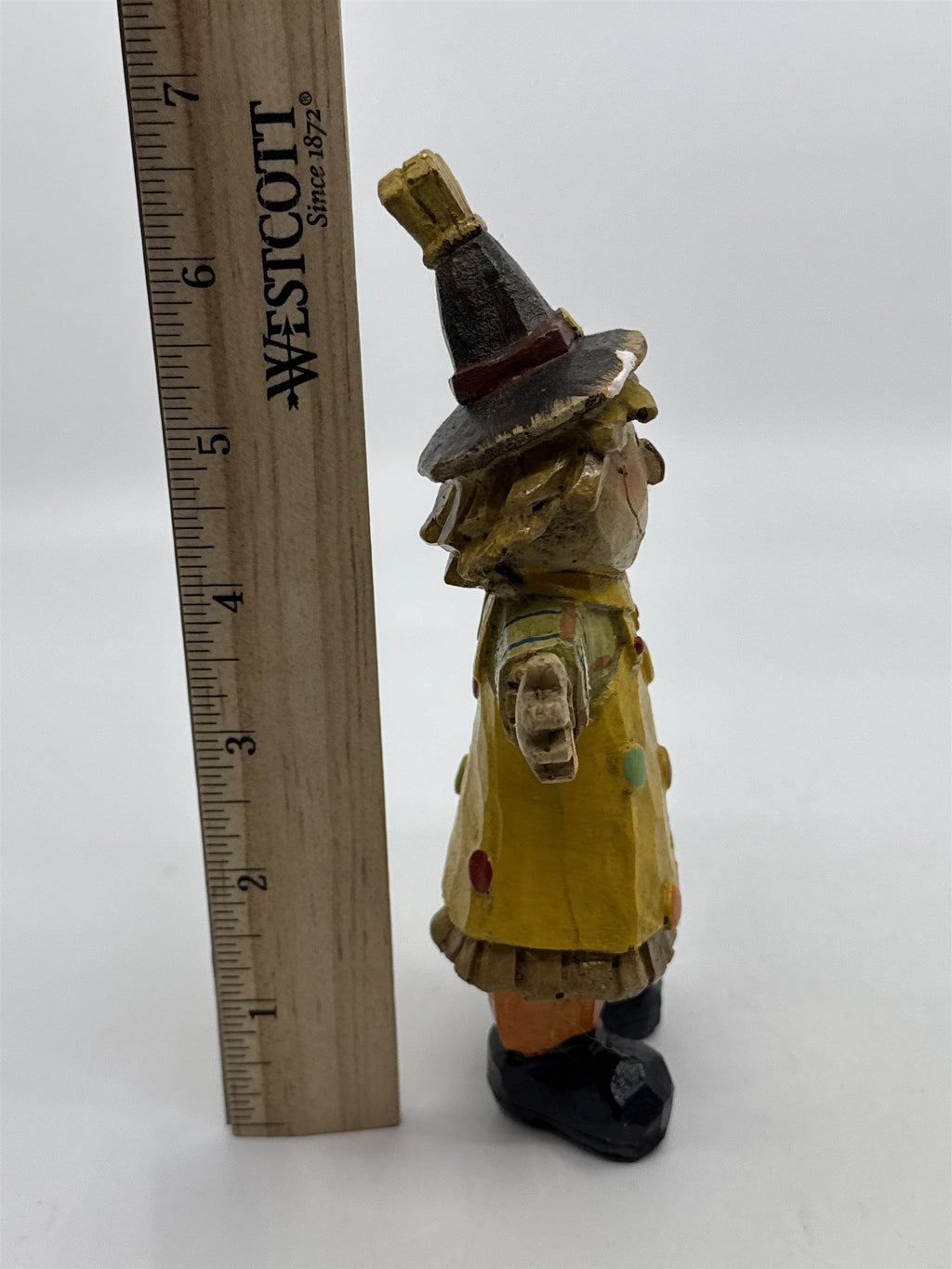 Resin Fall Scarecrow Figurine Thanksgiving Decor W/ Small Chips