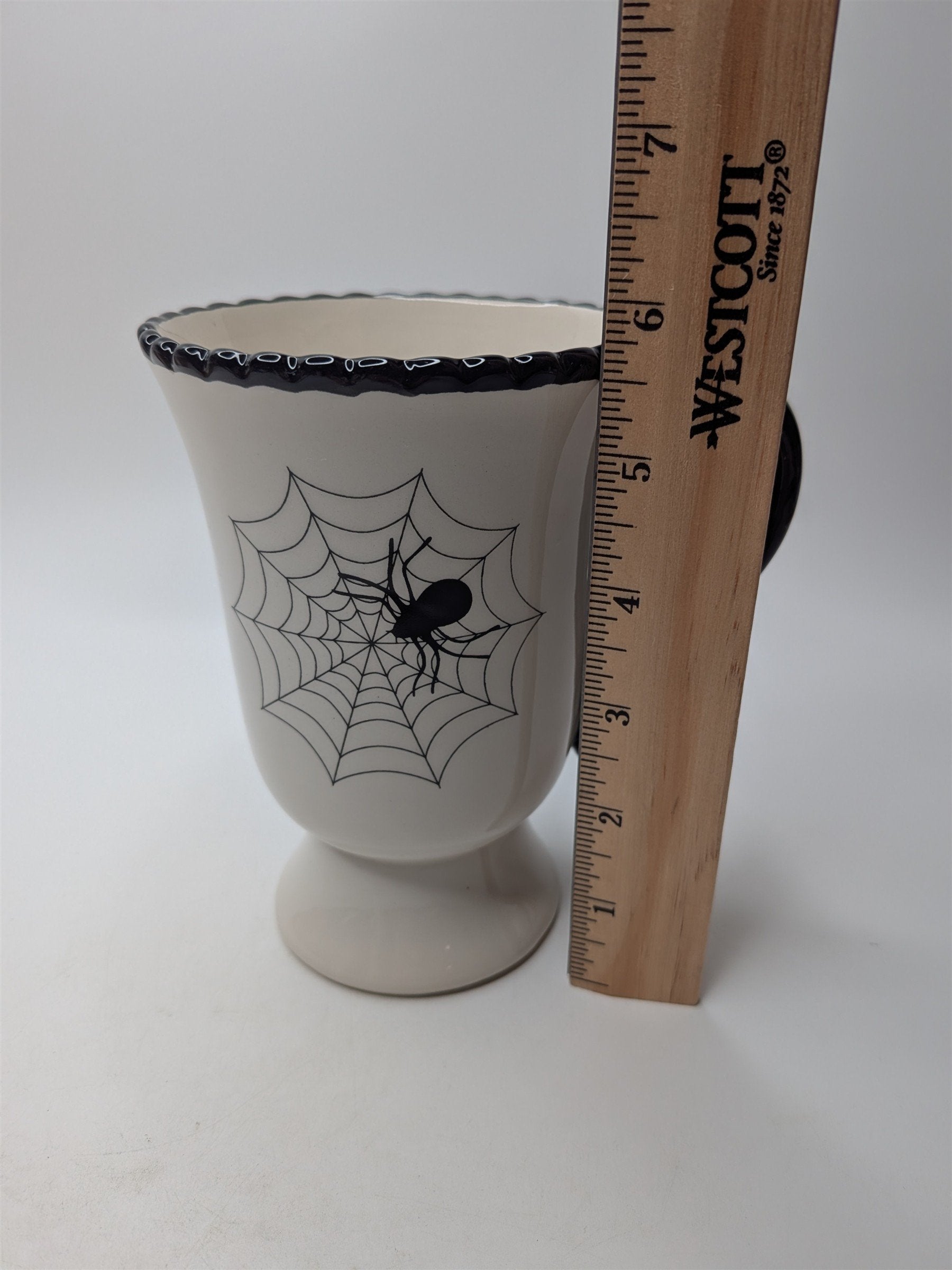 Vintage American Atelier Spider Web Black Spider Oversize Coffee Tea Mug CRAZED