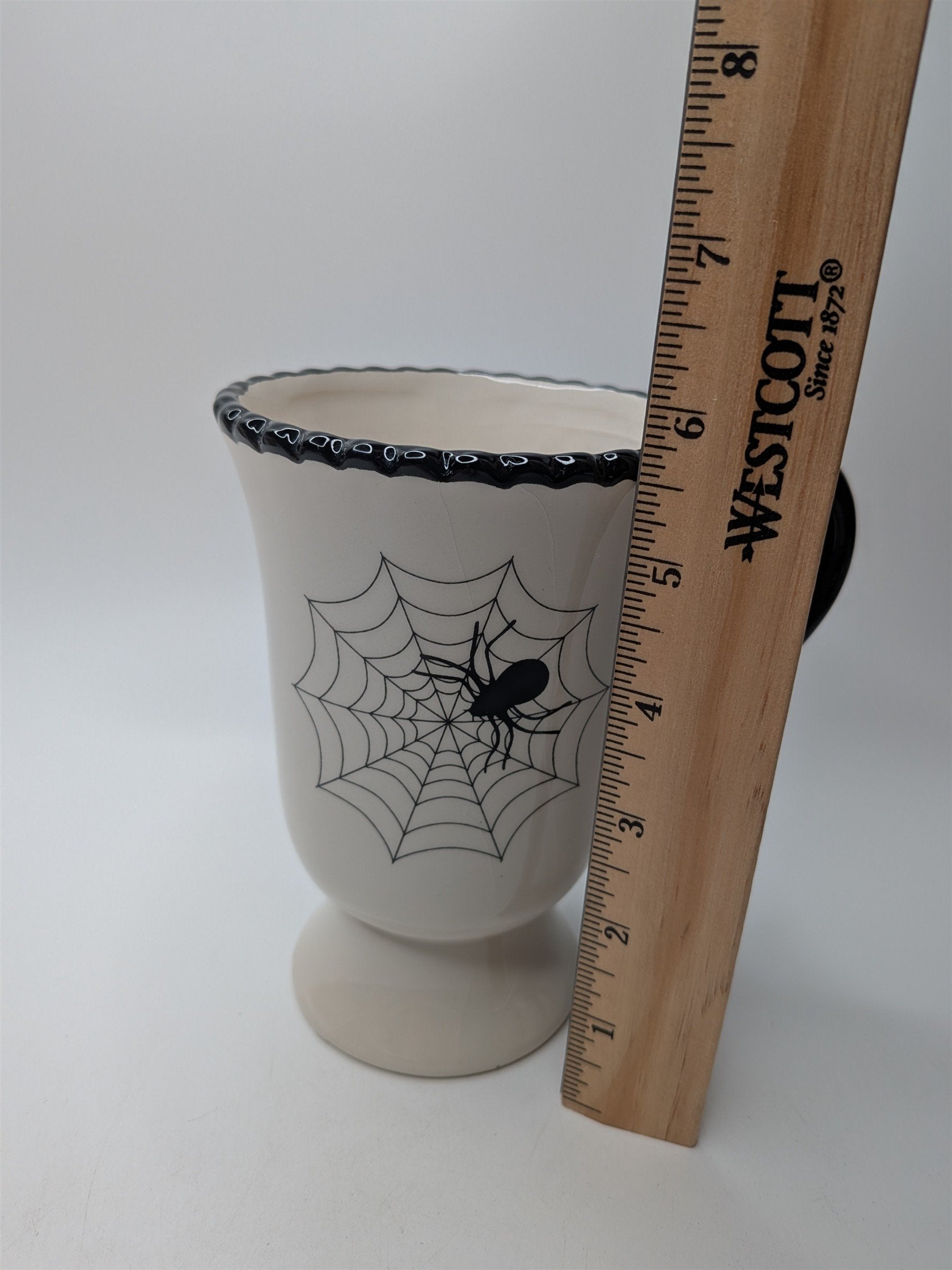 Vintage American Atelier Spider Web Black Spider Oversize Coffee Tea Mug CRAZED