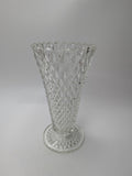 Vintage Indiana Glass Diamond Point Vase Clear 8" Footer Flower Table Vase