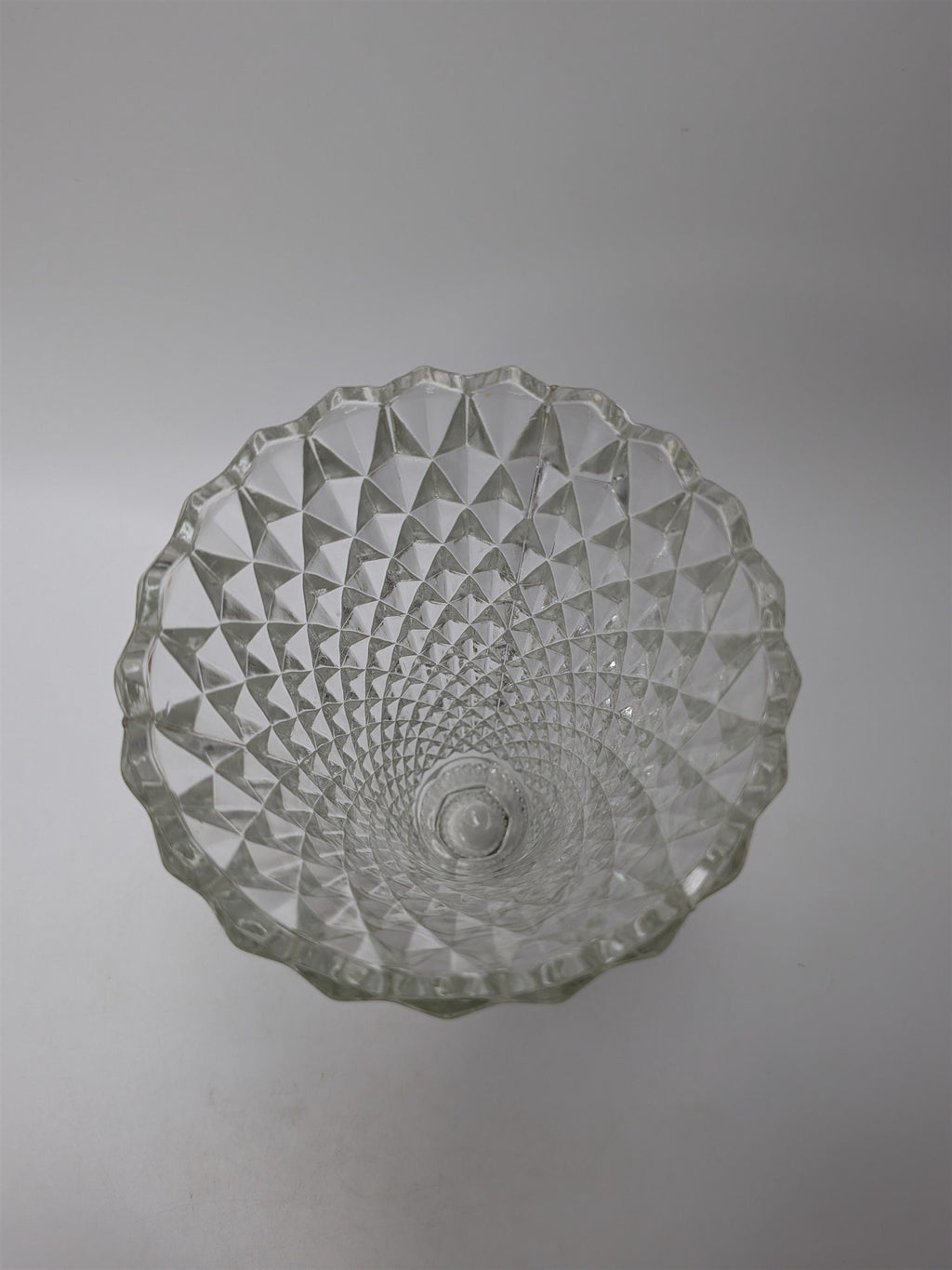 Vintage Indiana Glass Diamond Point Vase Clear 8" Footer Flower Table Vase
