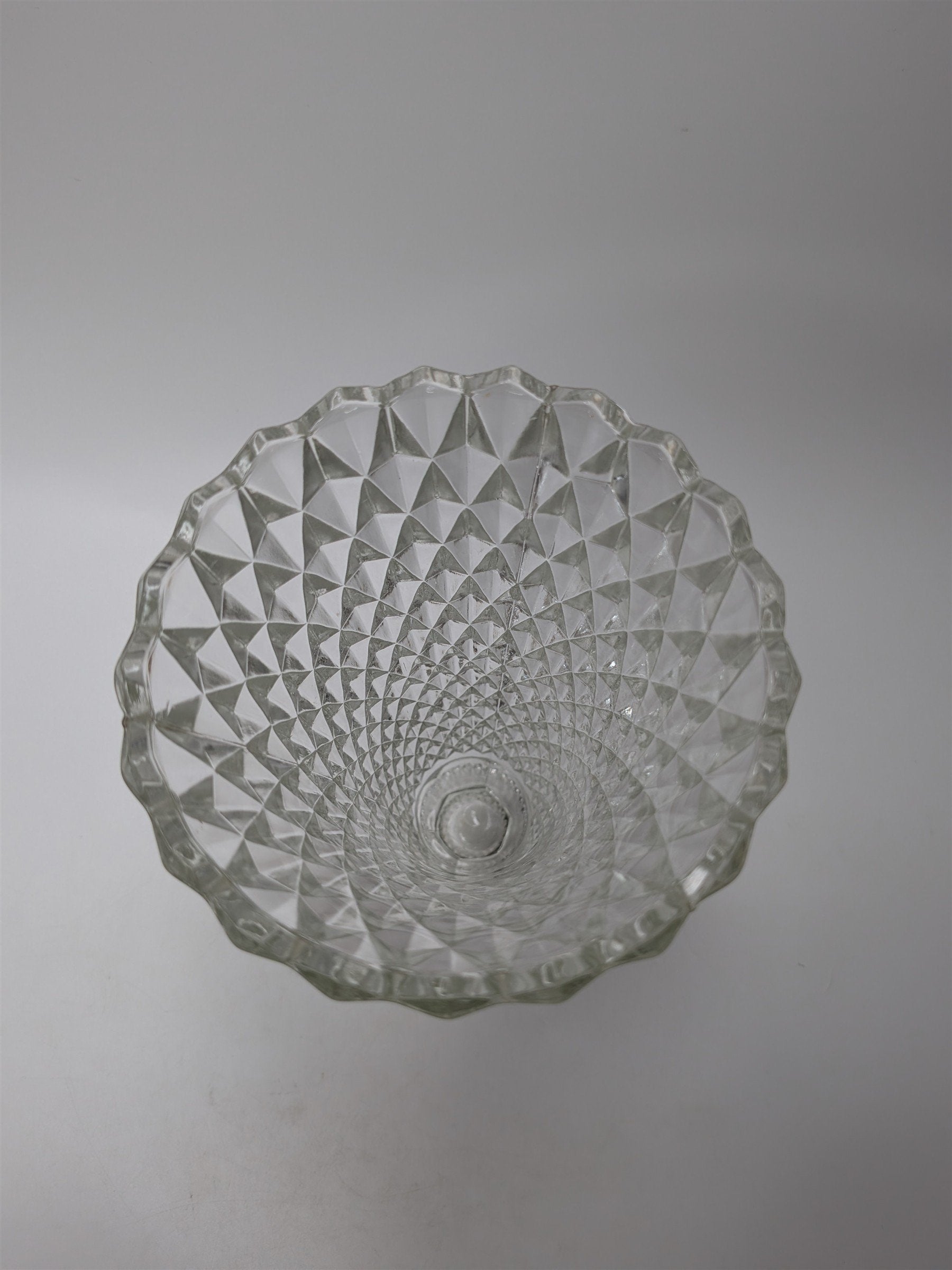 Vintage Indiana Glass Diamond Point Vase Clear 8" Footer Flower Table Vase