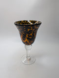 Vintage 8" Blown Glass Goblet Tortoise Animal Print Wine Water Chalice Homeware