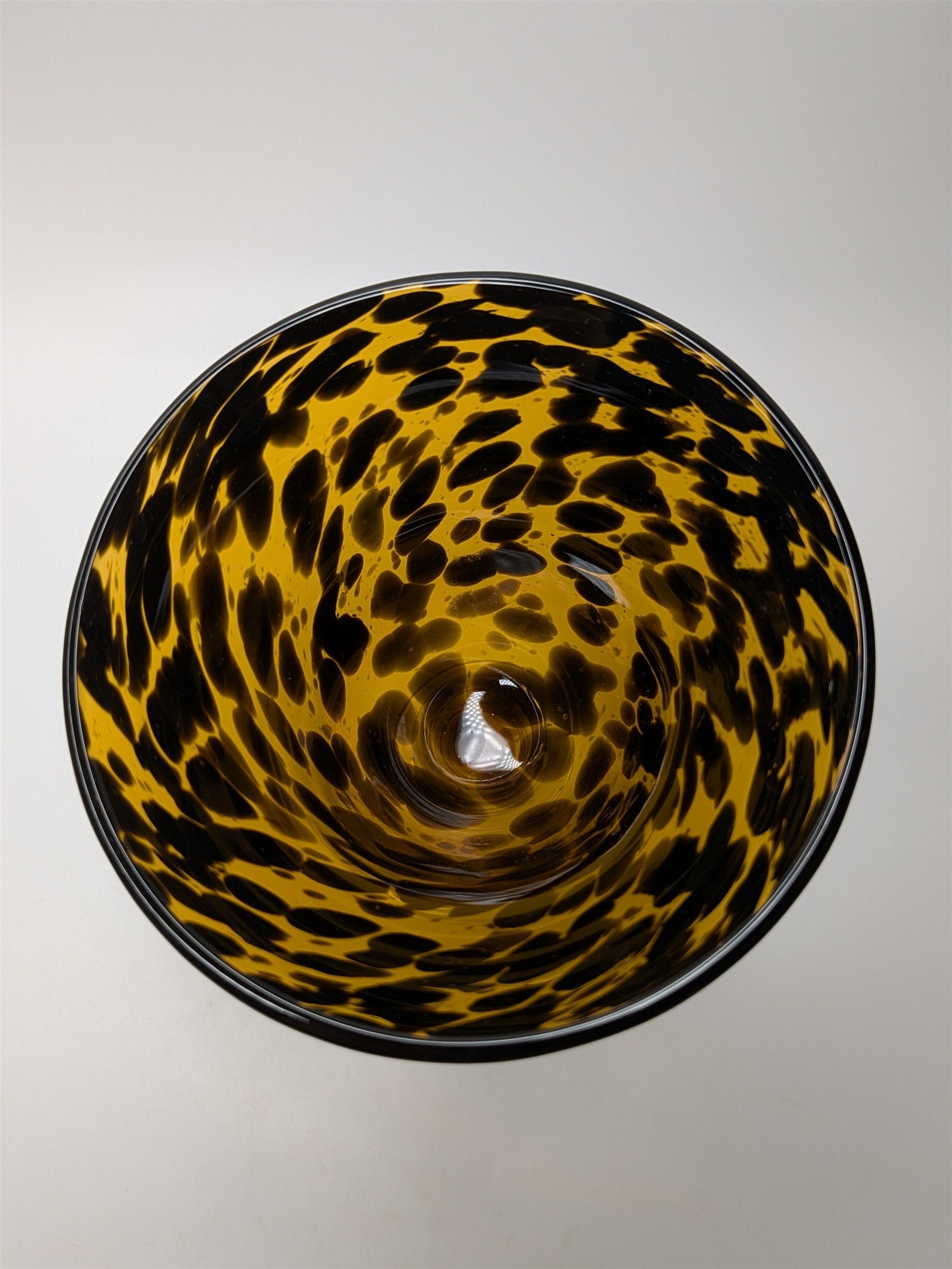 Vintage 8" Blown Glass Goblet Tortoise Animal Print Wine Water Chalice Homeware