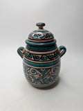 Arabic Pottery Handmade Covered Sugar Dish With Lid and Handles