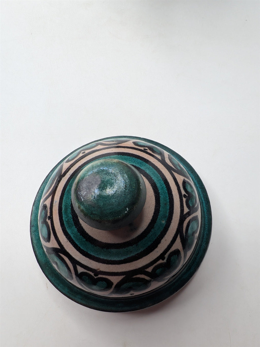 Arabic Pottery Handmade Covered Sugar Dish With Lid and Handles