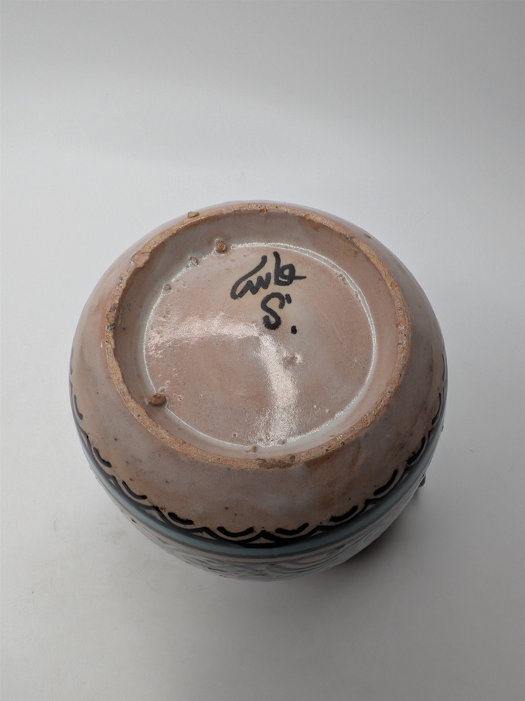 Arabic Pottery Handmade Covered Sugar Dish With Lid and Handles