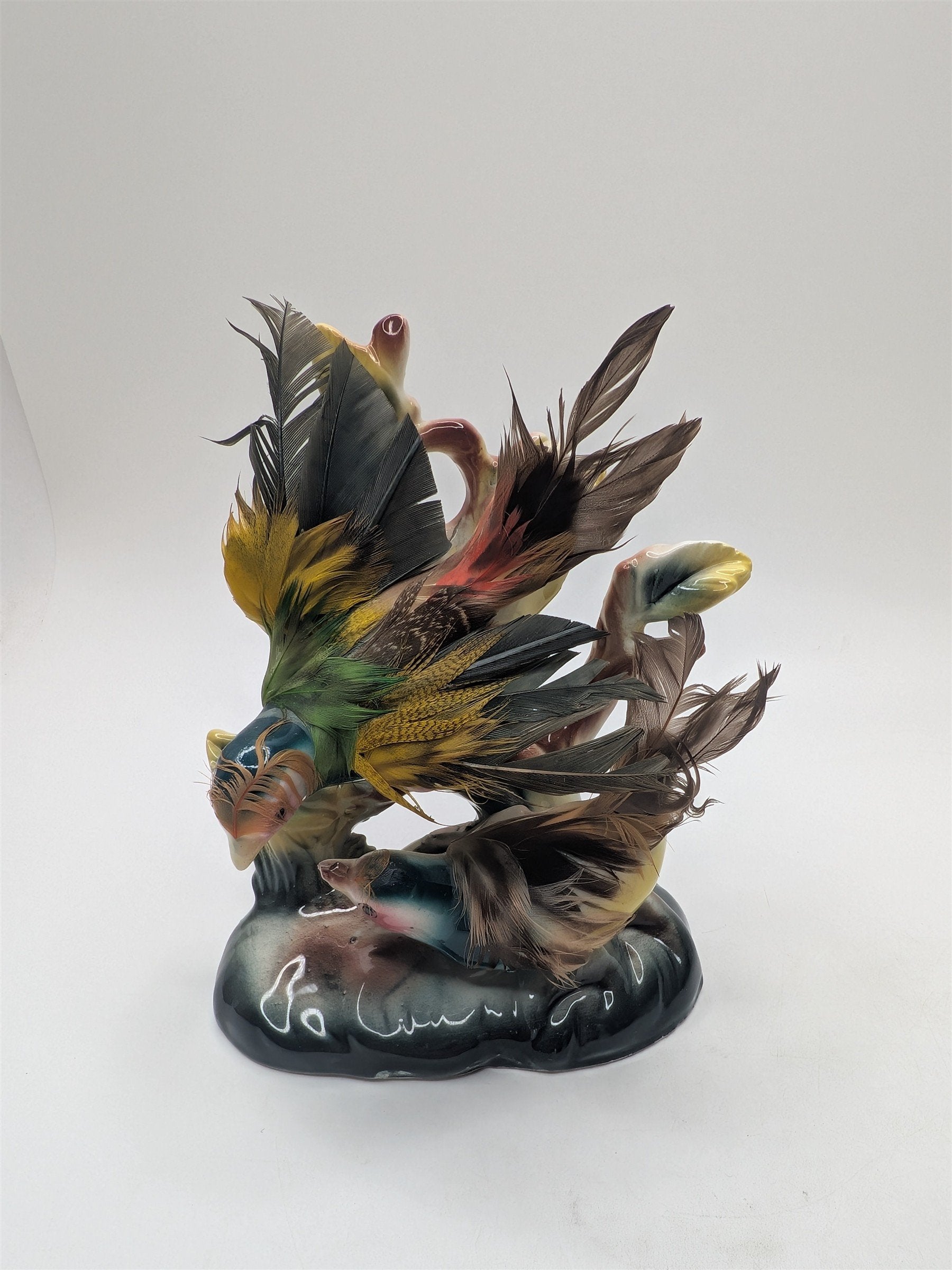 Vintage Relco Creation Japan Pheasant Figurine /w Real Feathers Collectible