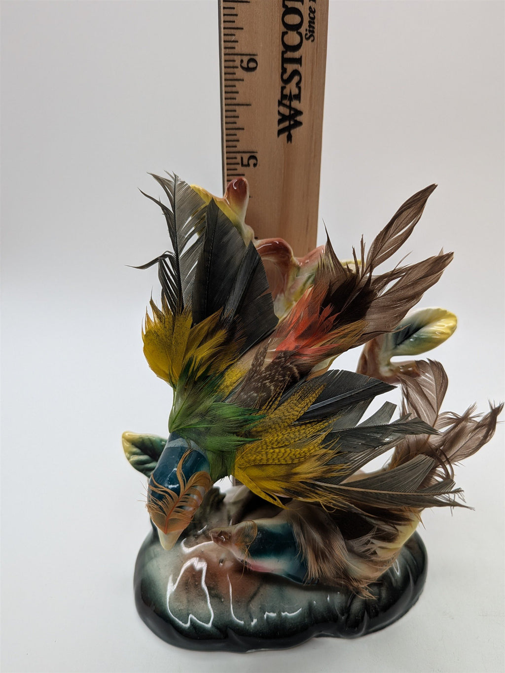 Vintage Relco Creation Japan Pheasant Figurine /w Real Feathers Collectible