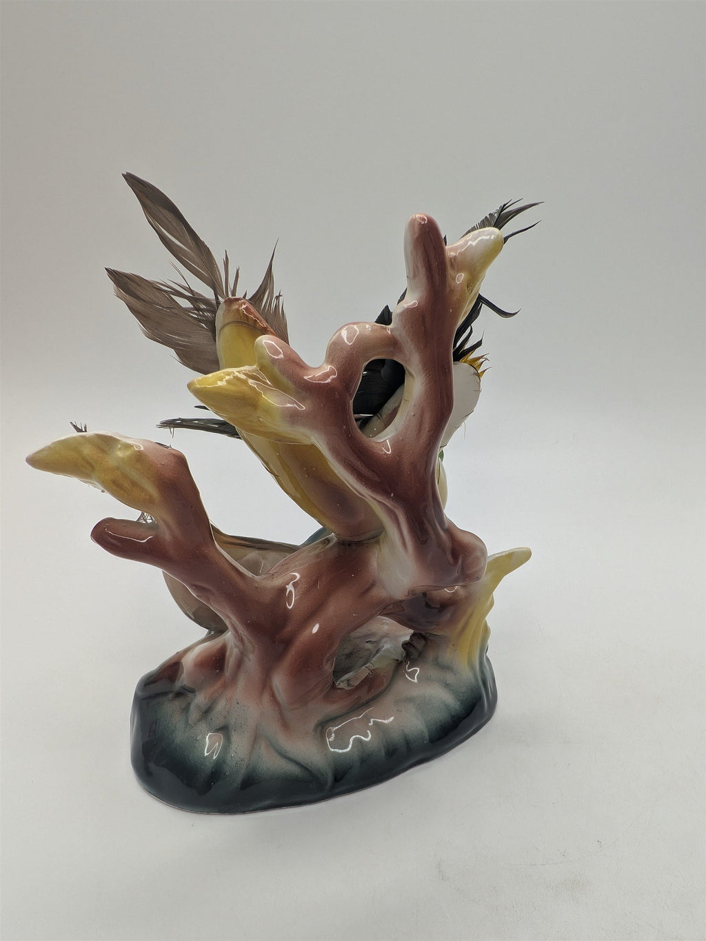 Vintage Relco Creation Japan Pheasant Figurine /w Real Feathers Collectible