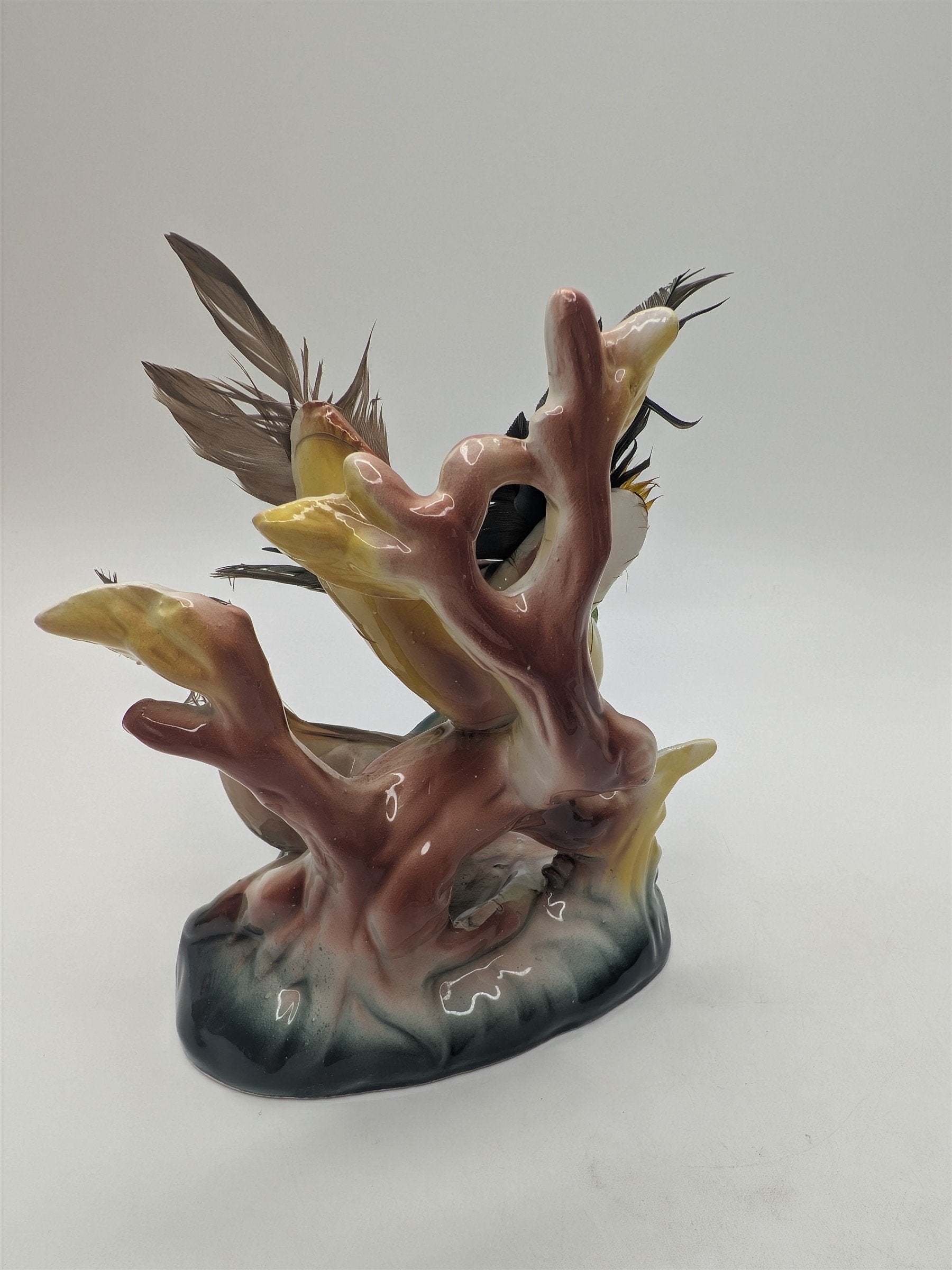 Vintage Relco Creation Japan Pheasant Figurine /w Real Feathers Collectible