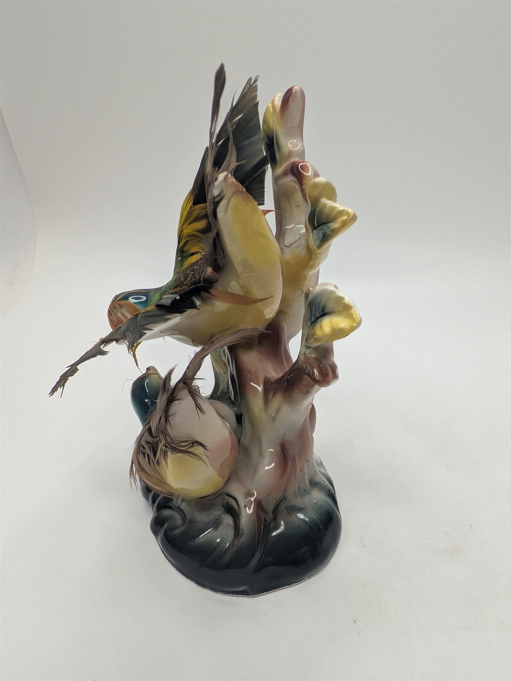 Vintage Relco Creation Japan Pheasant Figurine /w Real Feathers Collectible