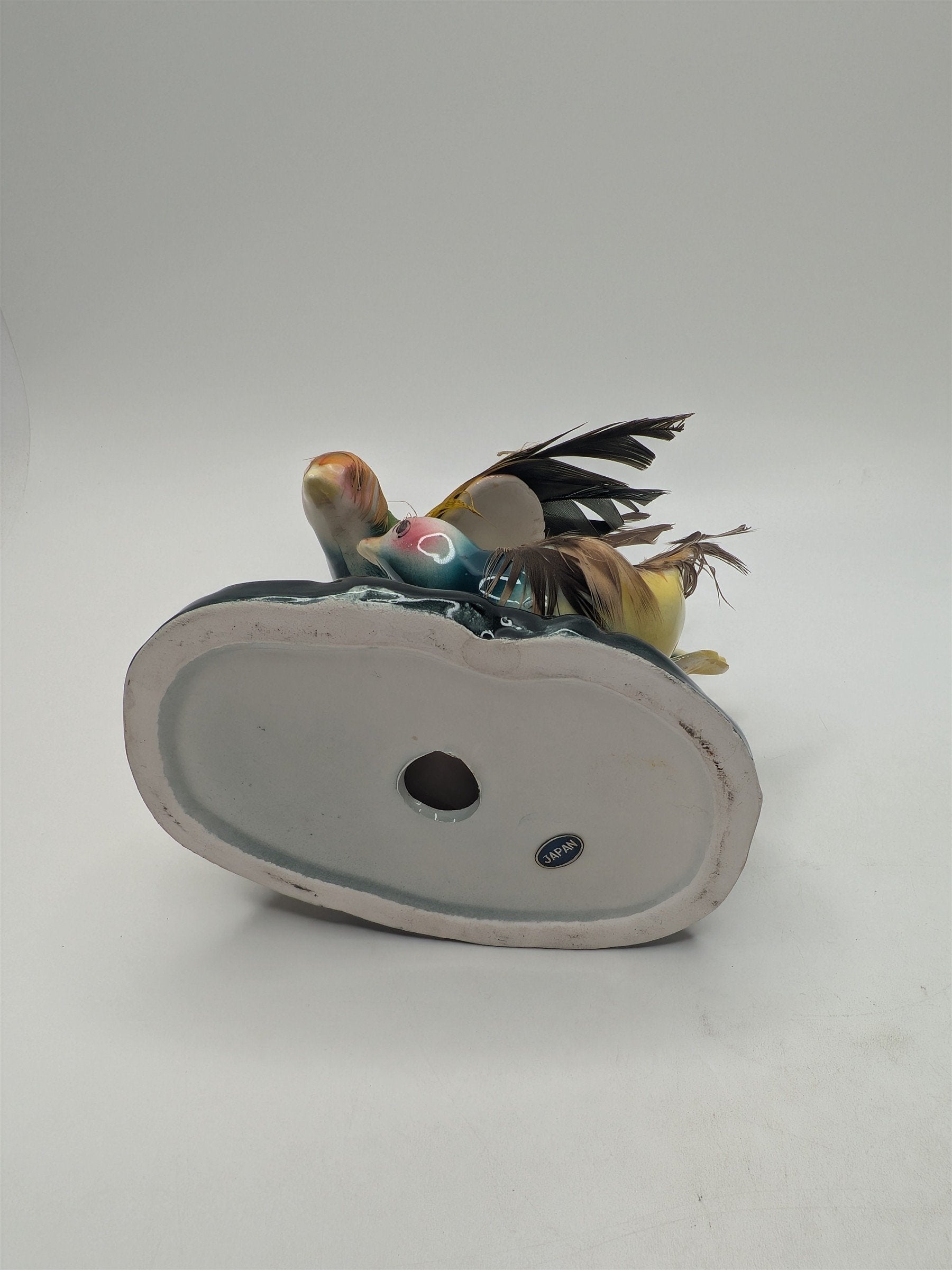 Vintage Relco Creation Japan Pheasant Figurine /w Real Feathers Collectible