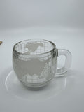 Vintage Nestle Nescafe World Globe Frosted Glass Coffee Mug Cup