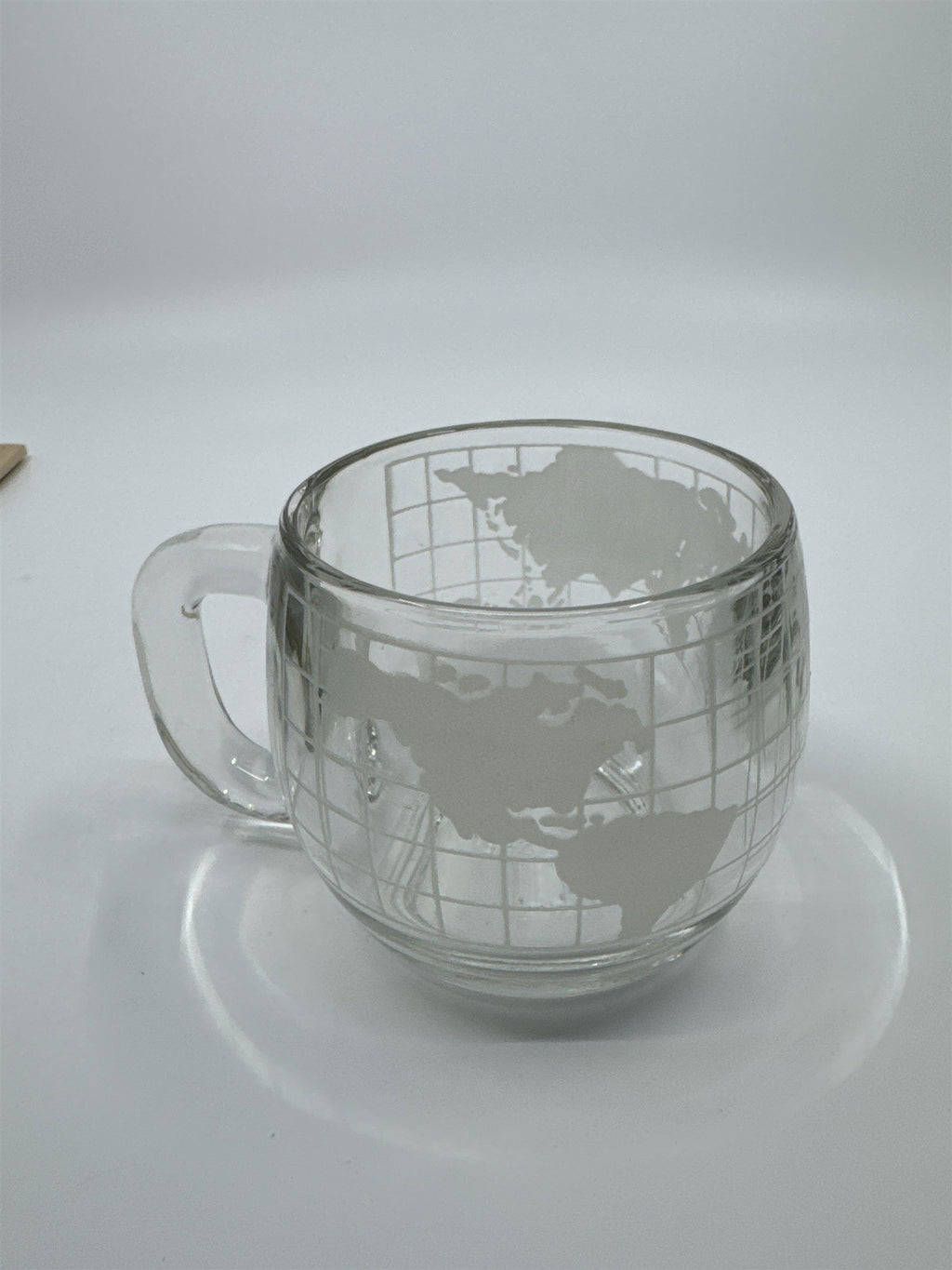 Vintage Nestle Nescafe World Globe Frosted Glass Coffee Mug Cup