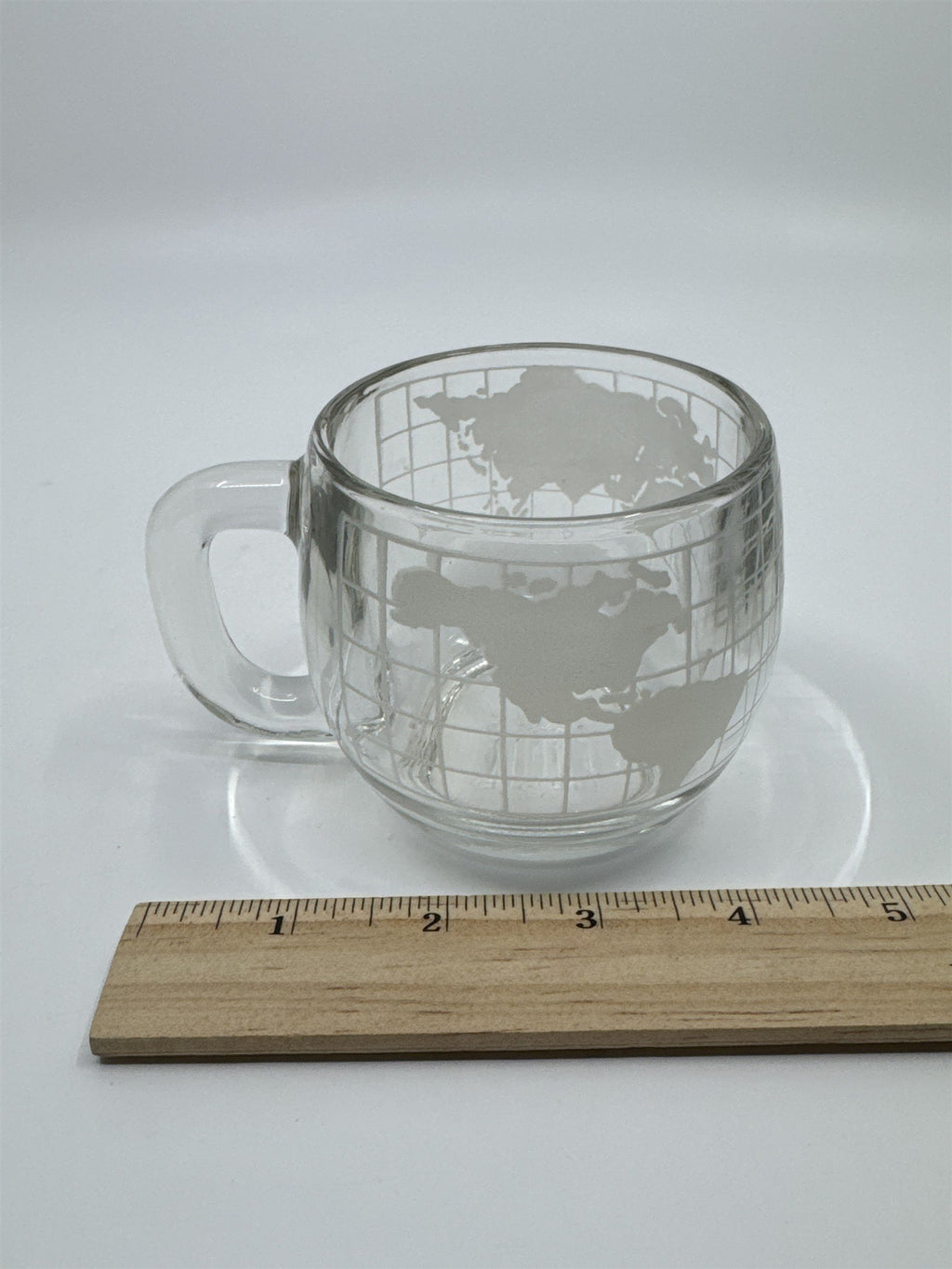 Vintage Nestle Nescafe World Globe Frosted Glass Coffee Mug Cup