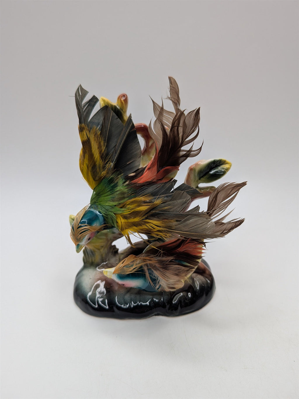 Vintage Relco Creation Japan Pheasant Figurine /w Real Feathers Collectible