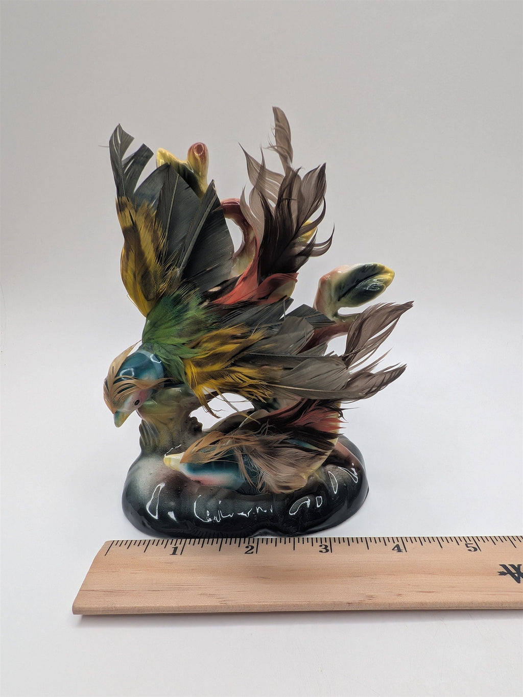 Vintage Relco Creation Japan Pheasant Figurine /w Real Feathers Collectible