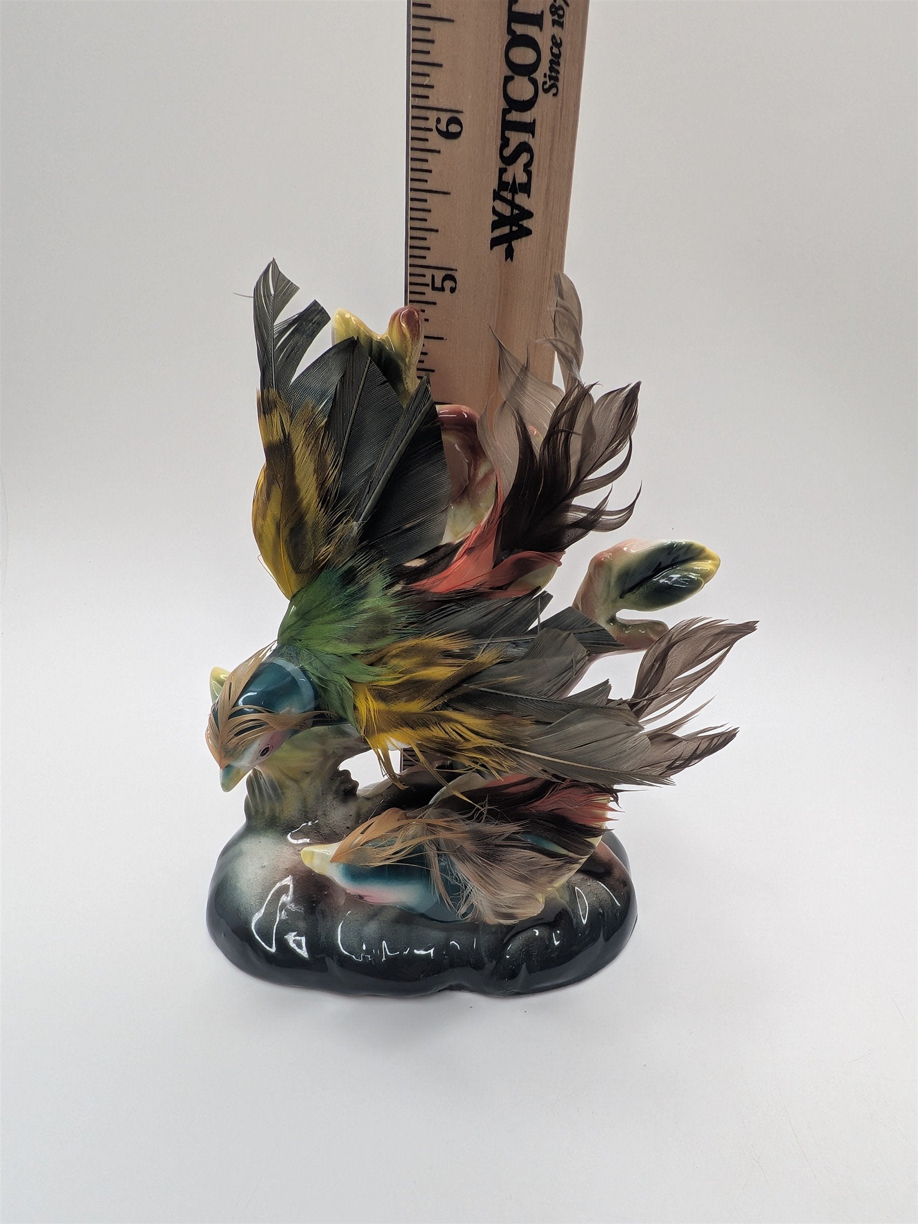 Vintage Relco Creation Japan Pheasant Figurine /w Real Feathers Collectible