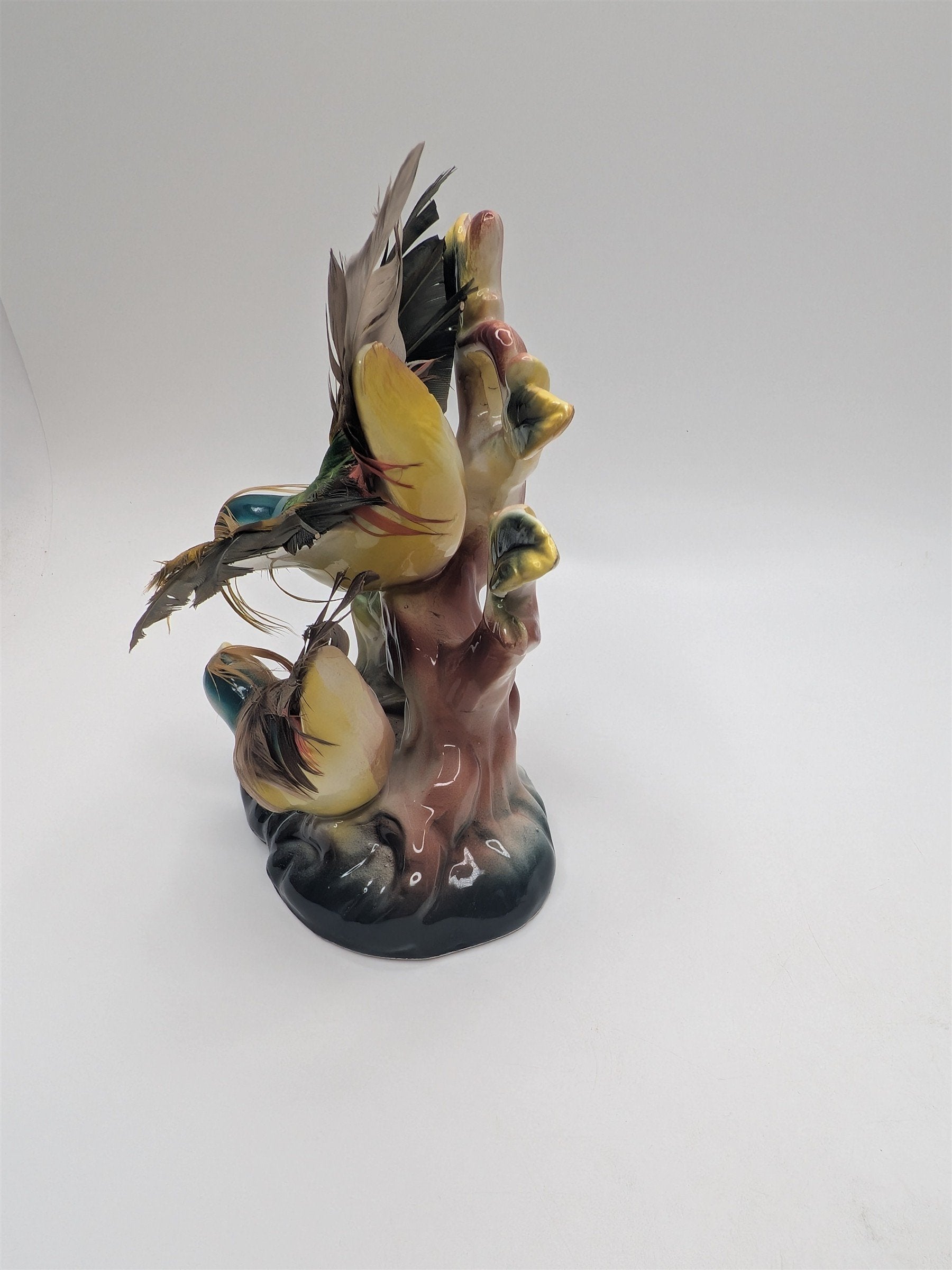 Vintage Relco Creation Japan Pheasant Figurine /w Real Feathers Collectible