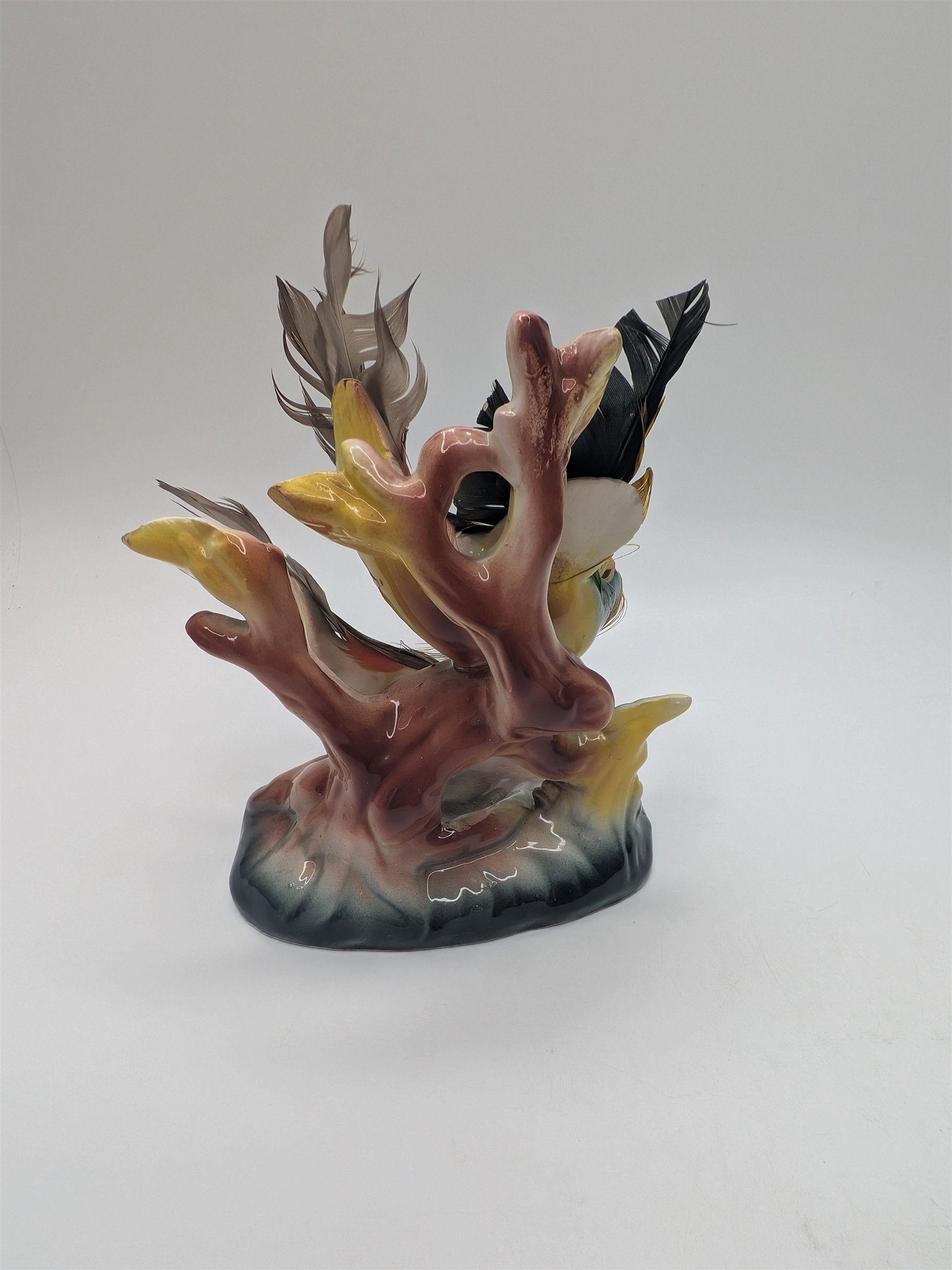 Vintage Relco Creation Japan Pheasant Figurine /w Real Feathers Collectible