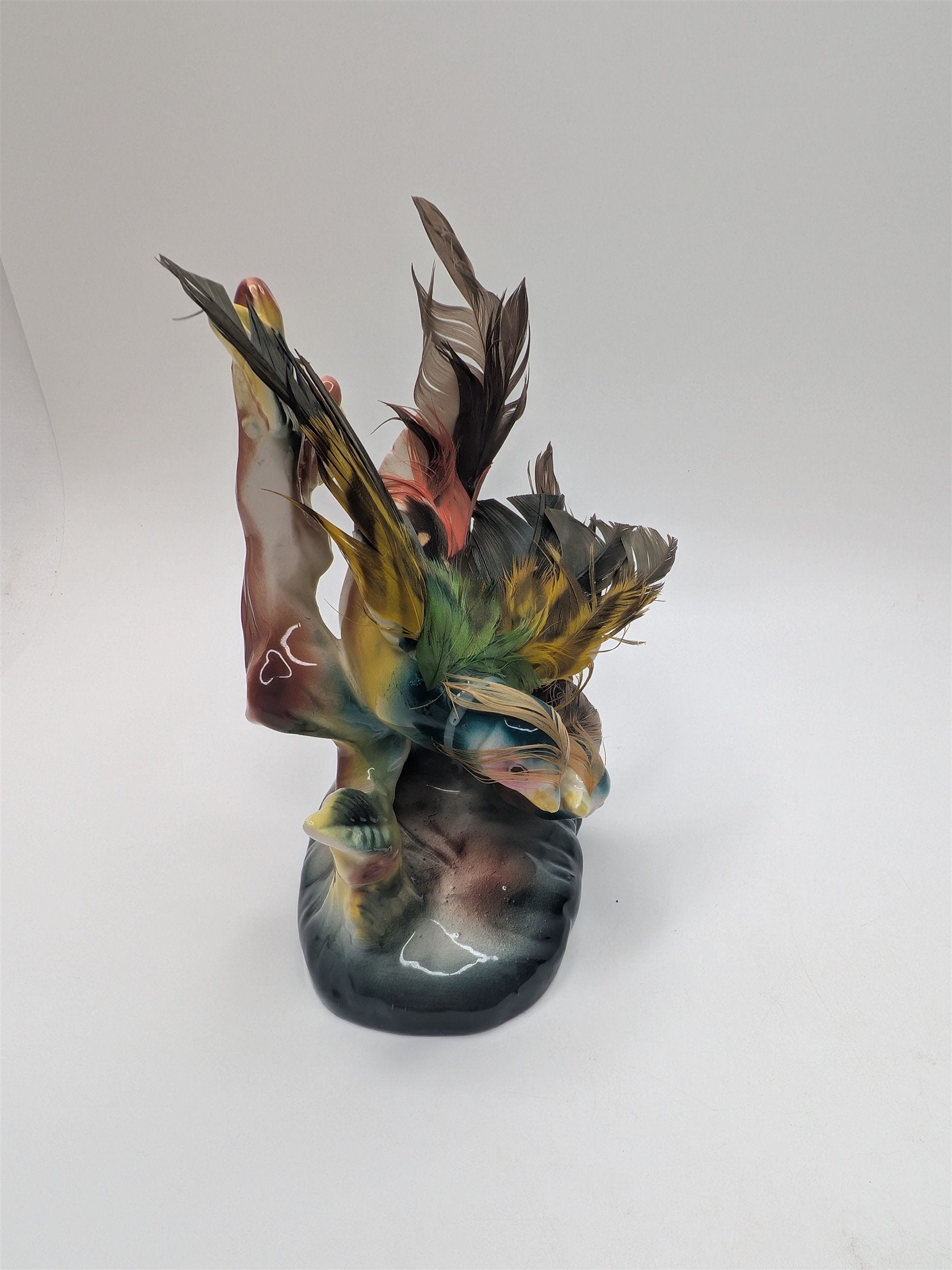Vintage Relco Creation Japan Pheasant Figurine /w Real Feathers Collectible