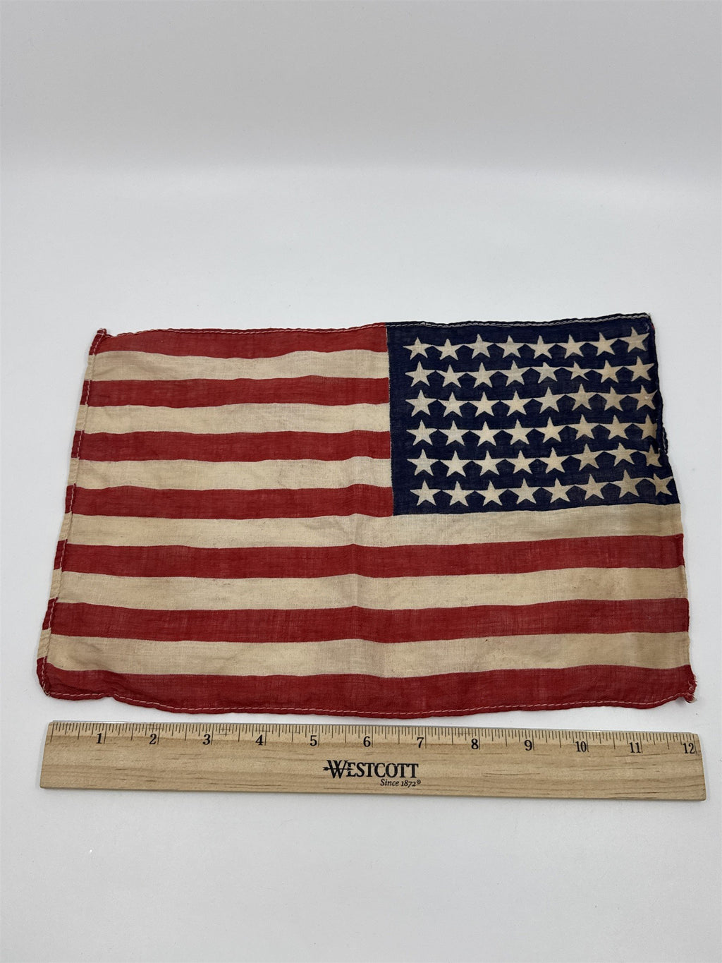 Vintage Small American Flag W/ 48 Stars Approx: 12 In X 8.5 In Patriotic Flag