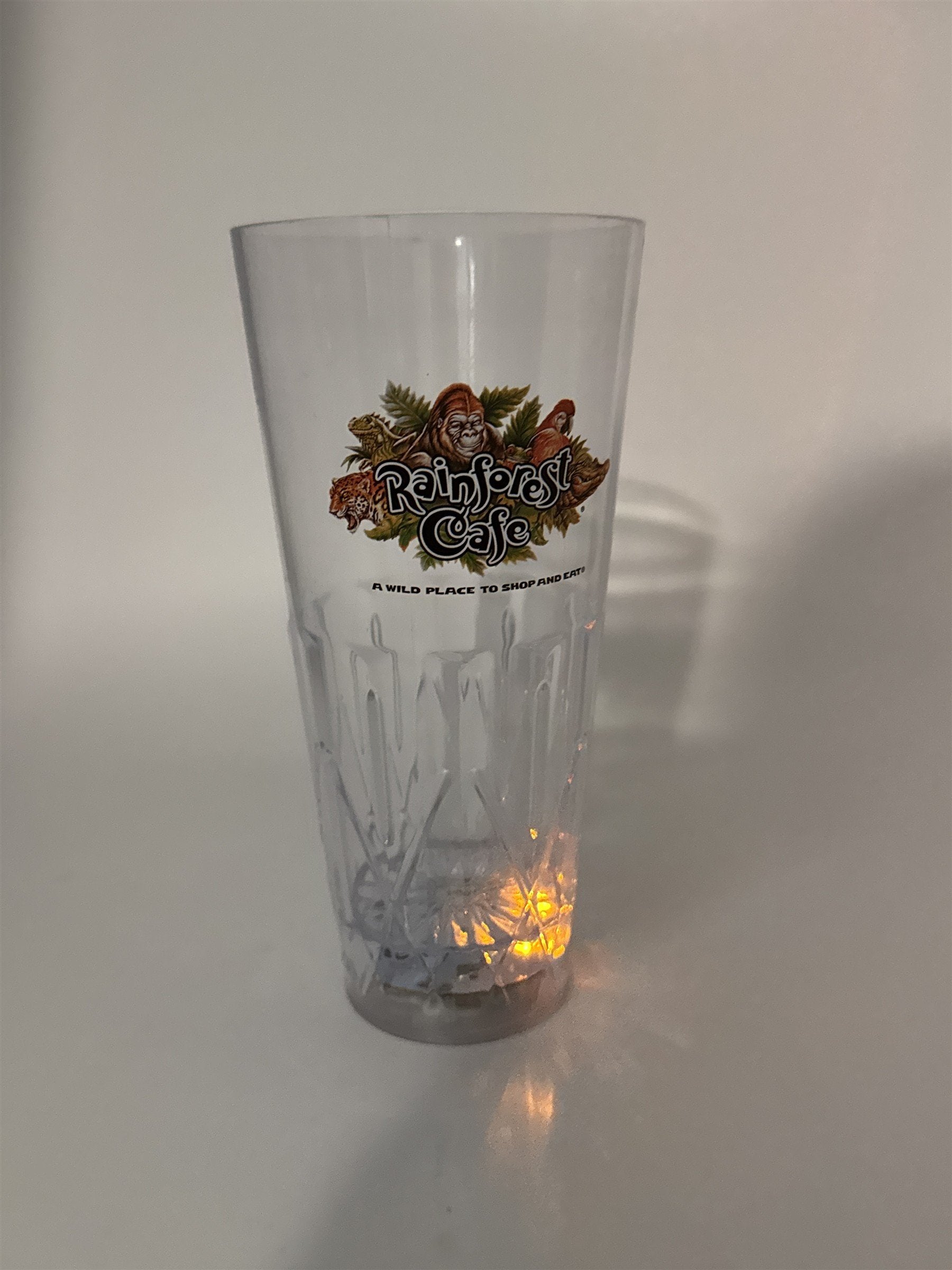 Rainforest Cafe Souvenir Plastic Light Up Drinking Cup Multicolor Lights