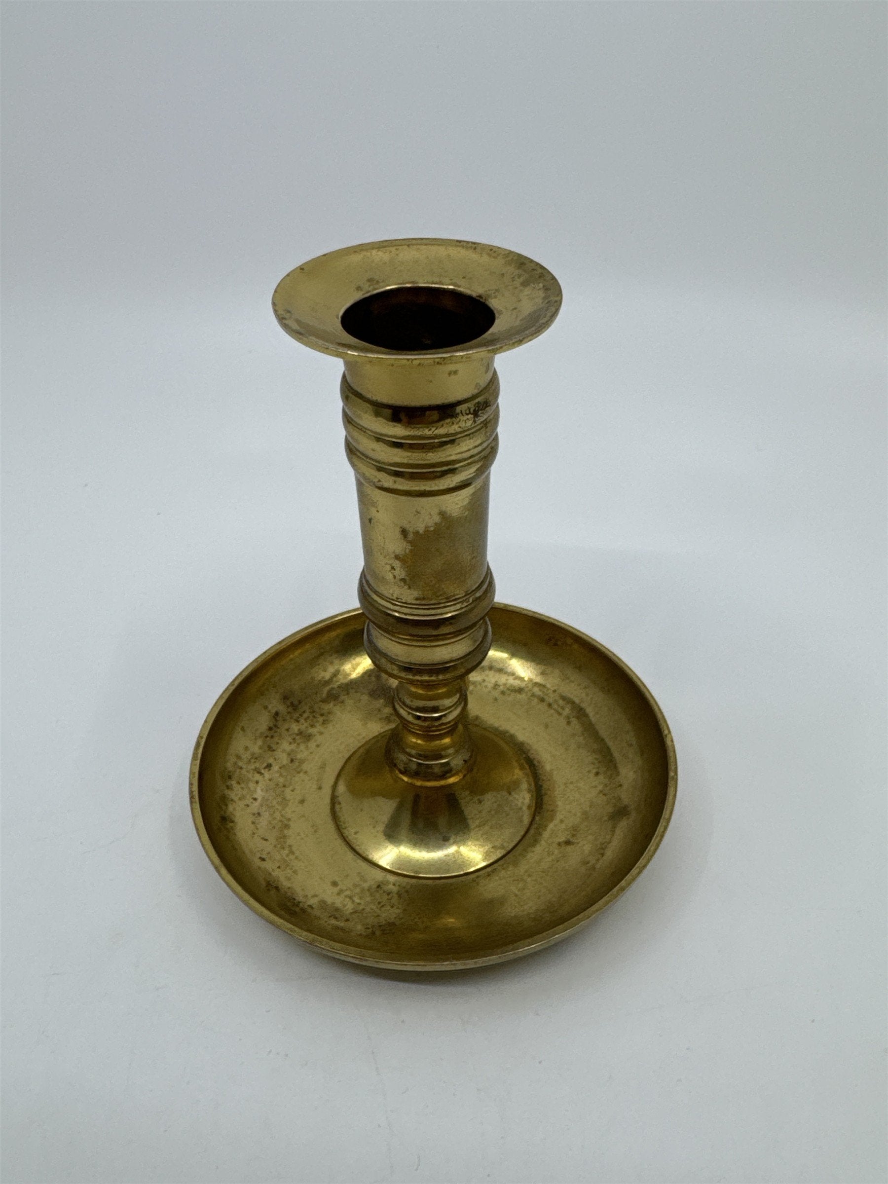 Vintage Brass Candle Holder W/ Handle and Attached Drip Tray Made In India