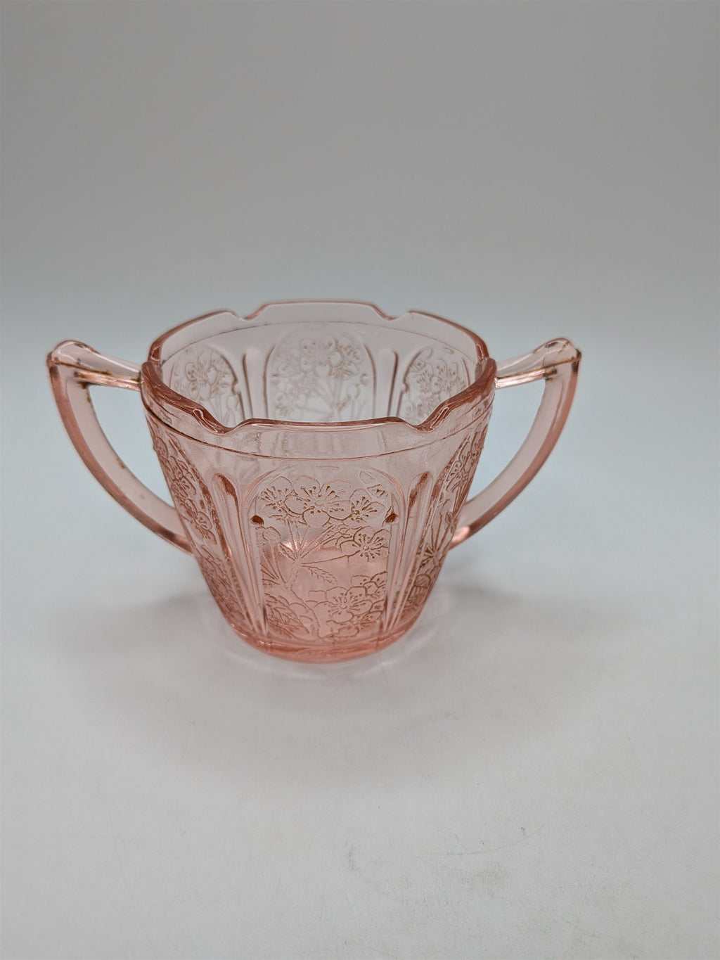 Vintage Jeannette Cherry Blossom Pink Depression Glass Sugar Dish (Has Residue)