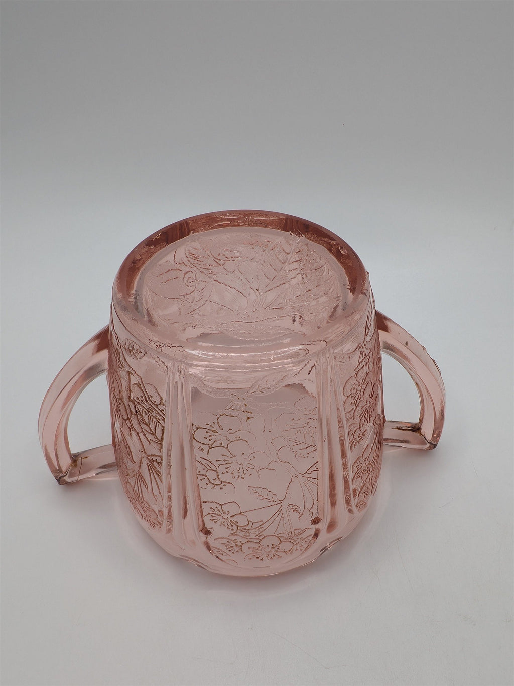 Vintage Jeannette Cherry Blossom Pink Depression Glass Sugar Dish (Has Residue)
