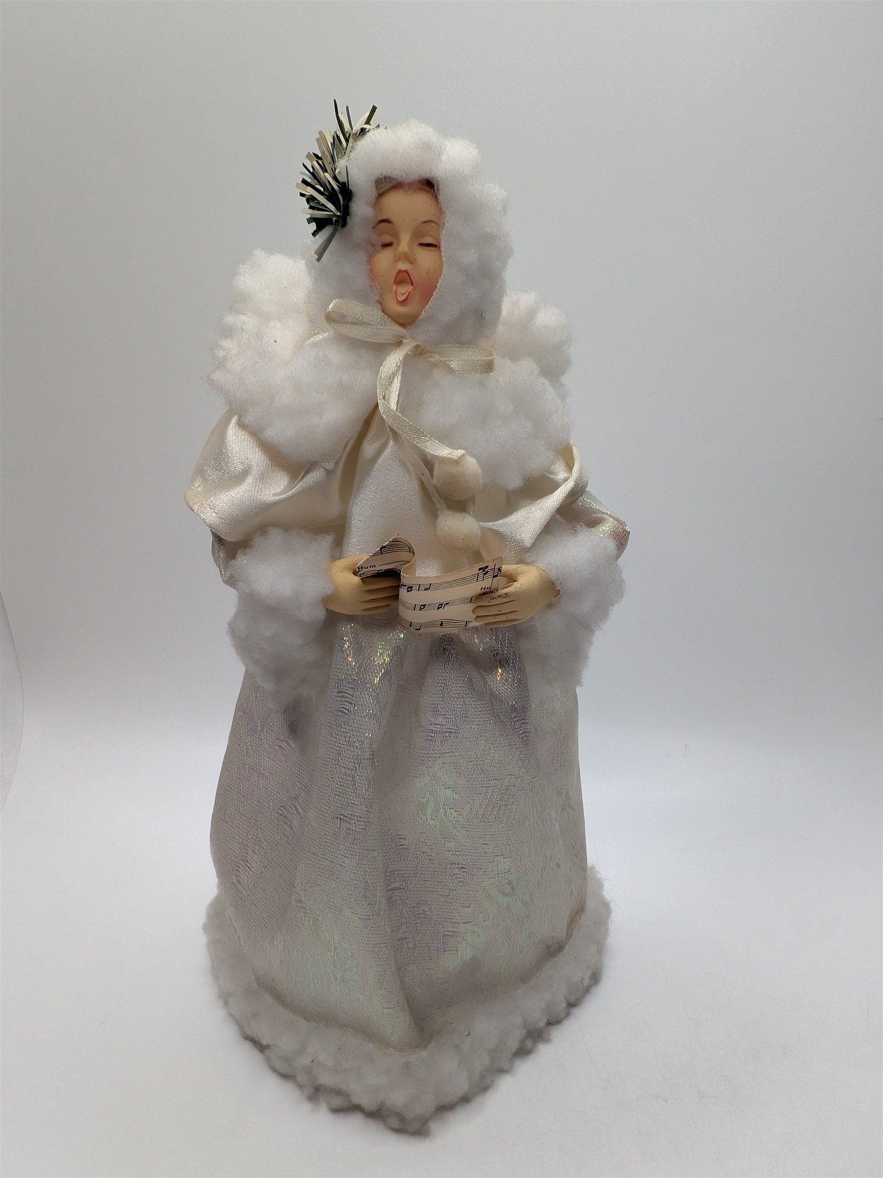 Vintage 9.5" Singing Christmas Caroler Tree Topper