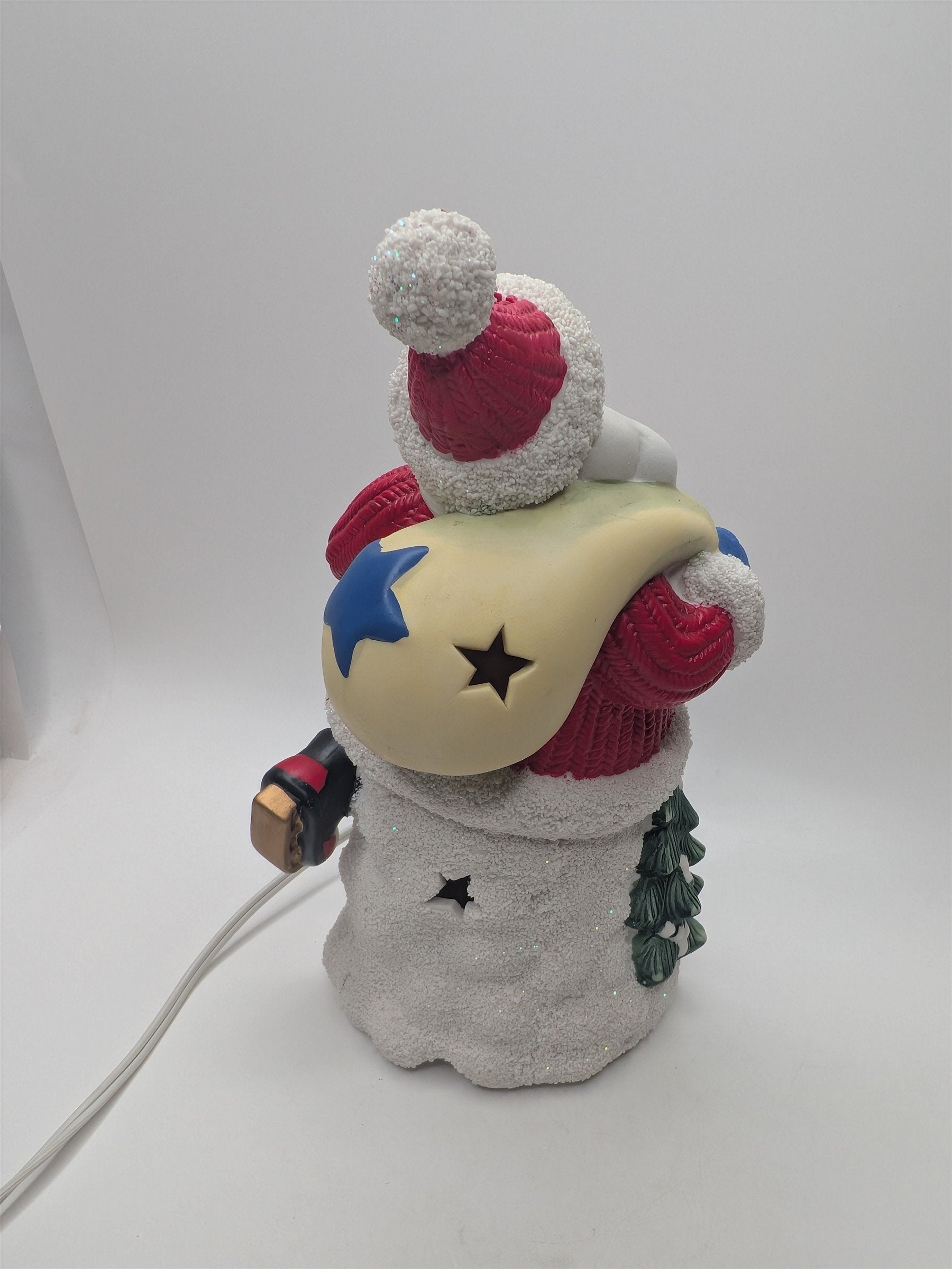 Vintage Ceramic Skating Santa Claud Christmas Holiday Light Up Table Display
