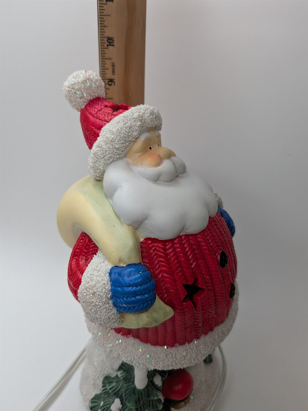 Vintage Ceramic Skating Santa Claud Christmas Holiday Light Up Table Display