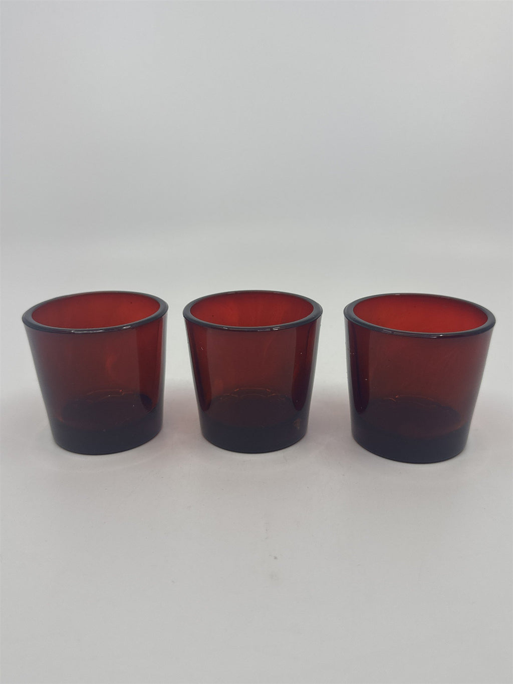 Set of Three Vintage Ruby Votive Glasses/Candle Holders