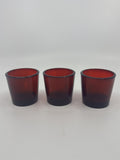 Set of Three Vintage Ruby Votive Glasses/Candle Holders