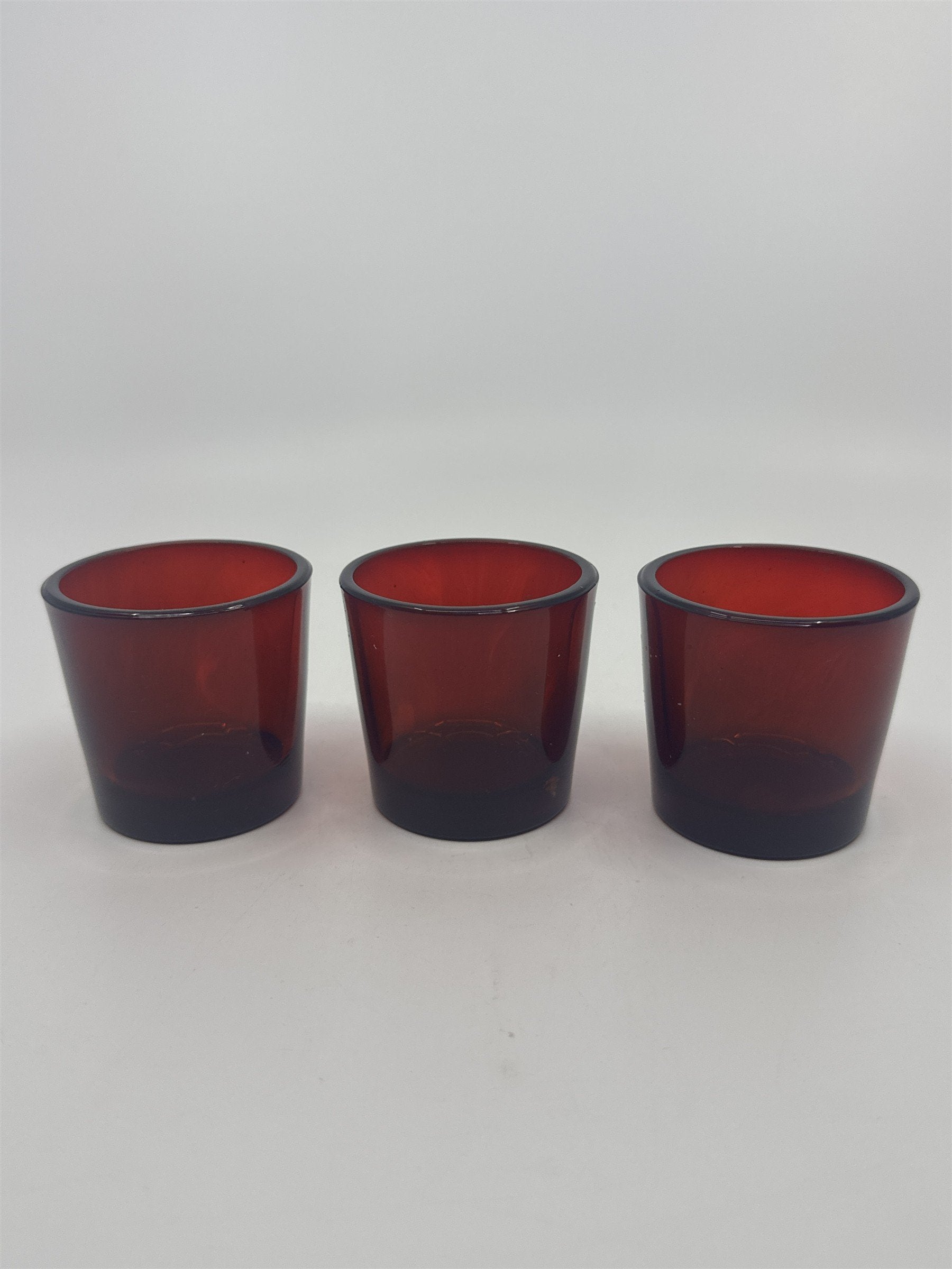 Set of Three Vintage Ruby Votive Glasses/Candle Holders