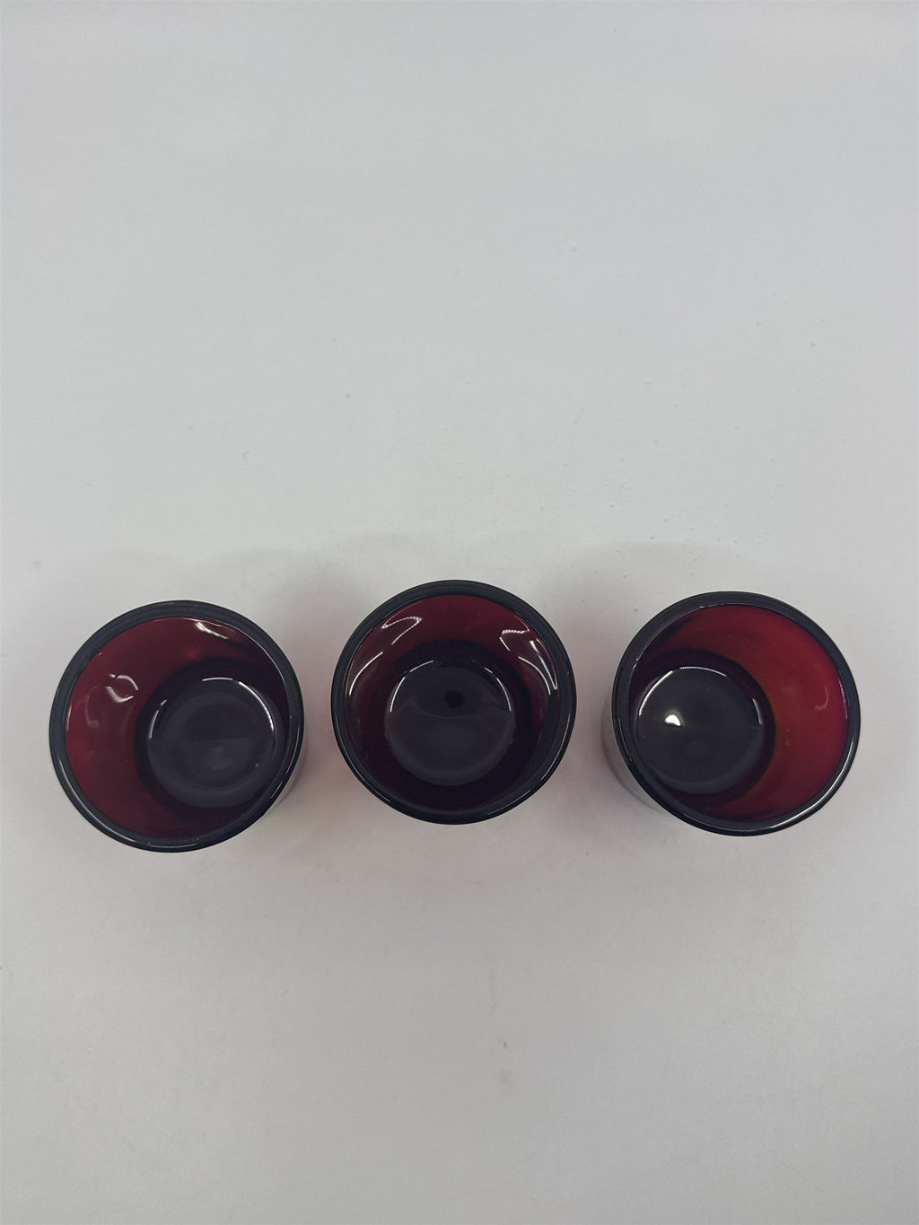 Set of Three Vintage Ruby Votive Glasses/Candle Holders