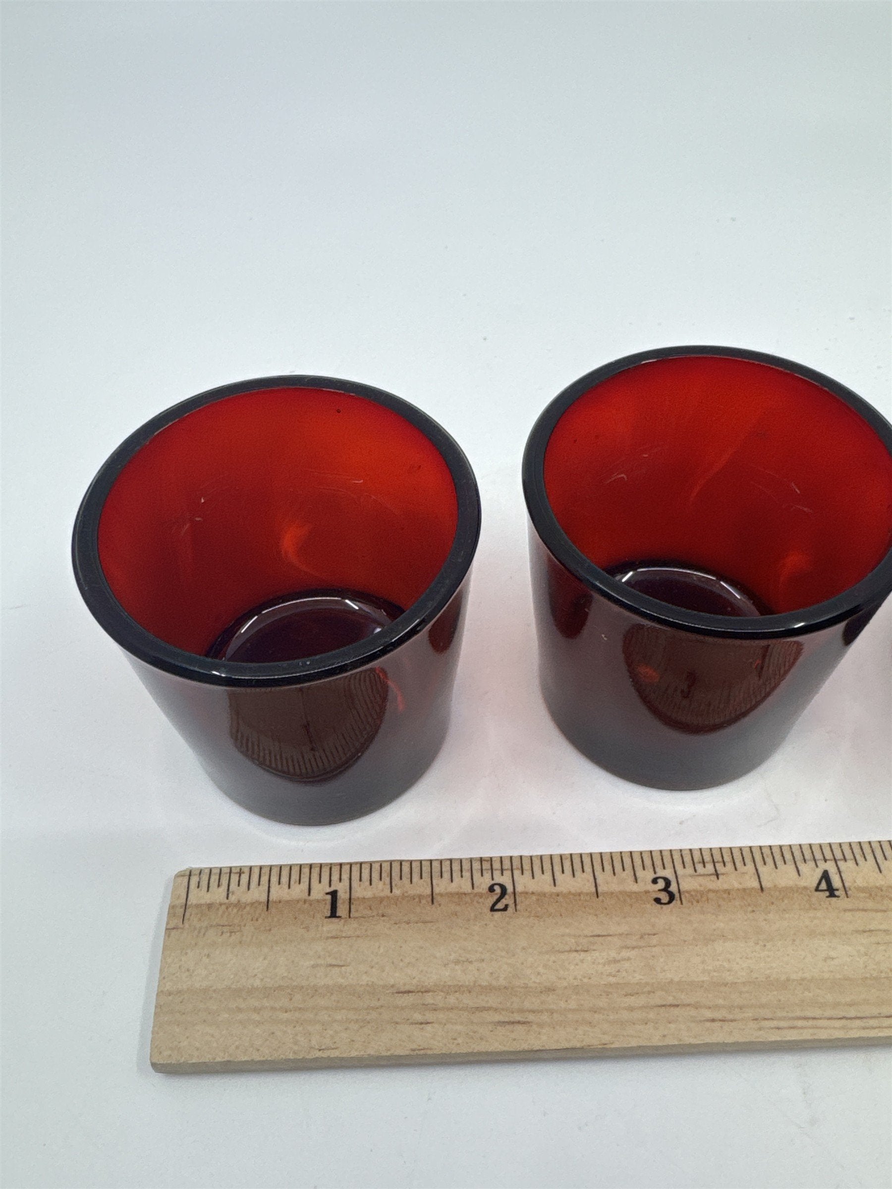 Set of Three Vintage Ruby Votive Glasses/Candle Holders