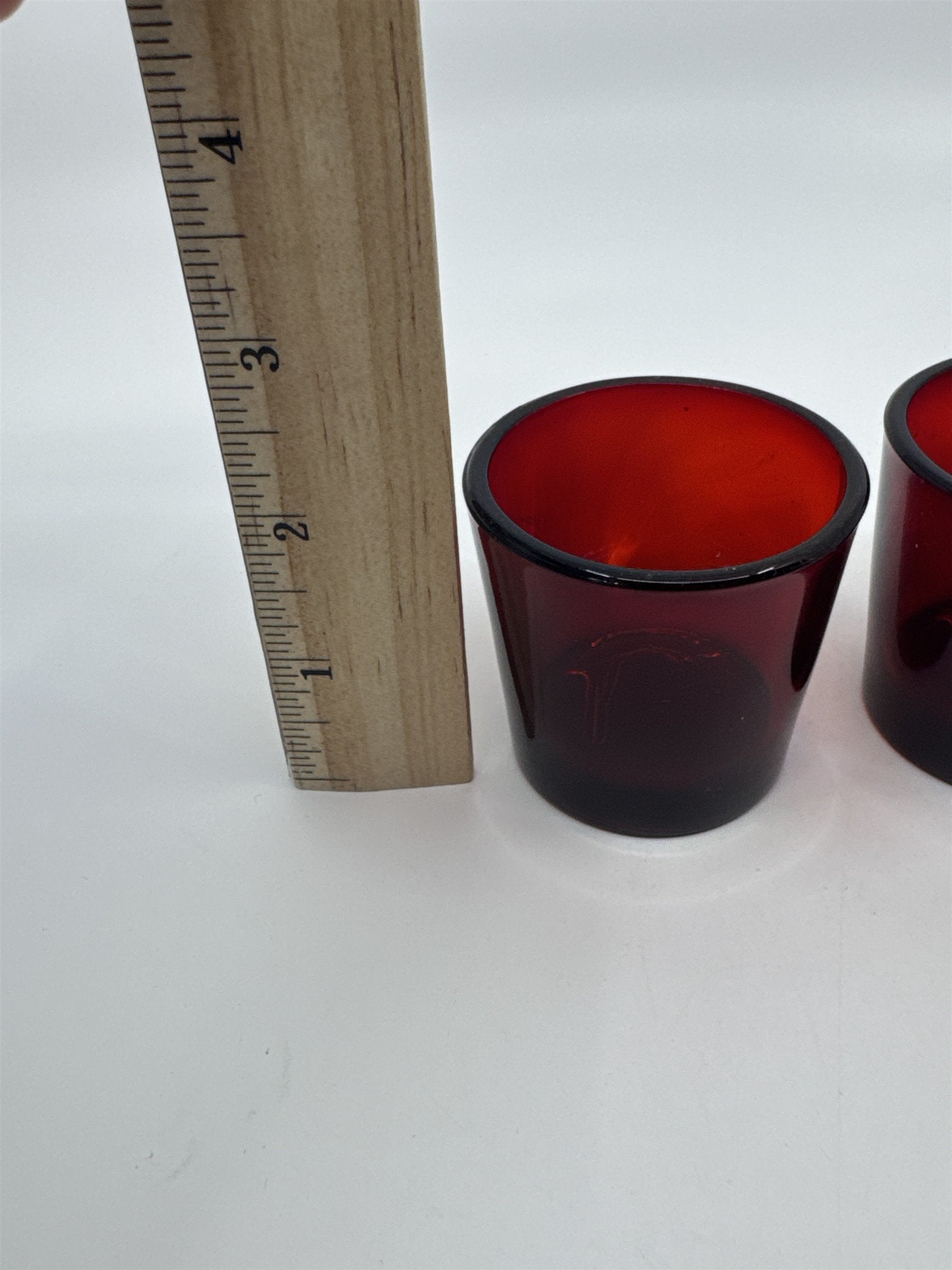 Set of Three Vintage Ruby Votive Glasses/Candle Holders