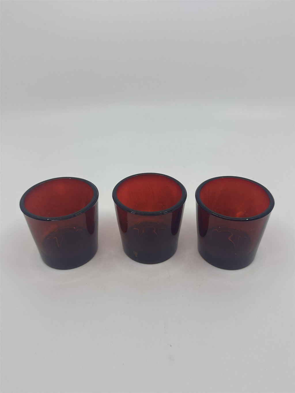 Set of Three Vintage Ruby Votive Glasses/Candle Holders