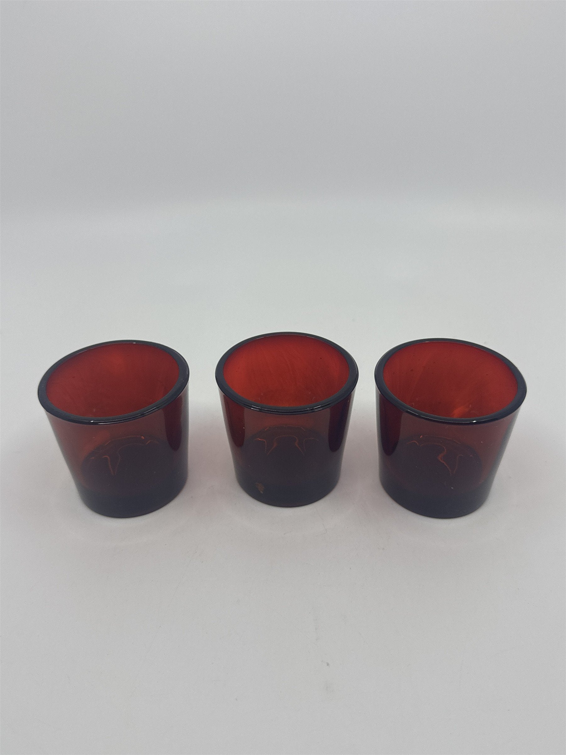 Set of Three Vintage Ruby Votive Glasses/Candle Holders