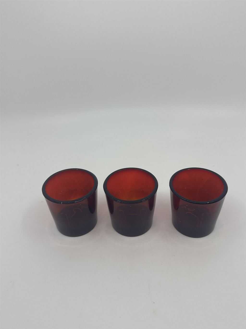 Set of Three Vintage Ruby Votive Glasses/Candle Holders