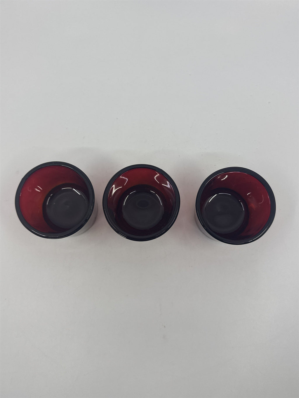 Set of Three Vintage Ruby Votive Glasses/Candle Holders