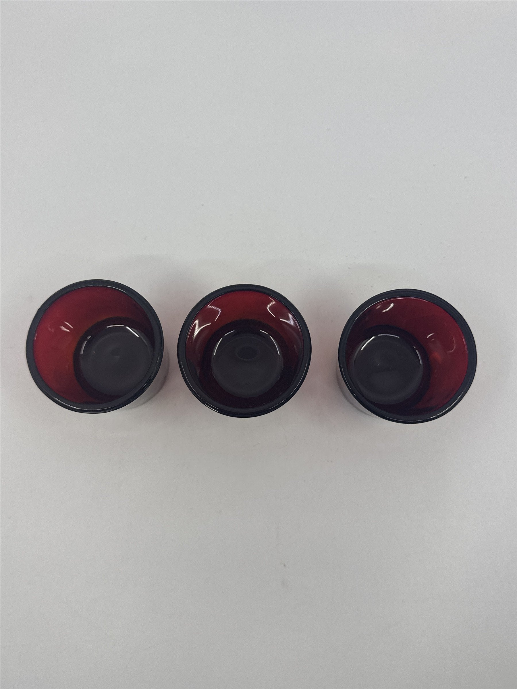 Set of Three Vintage Ruby Votive Glasses/Candle Holders