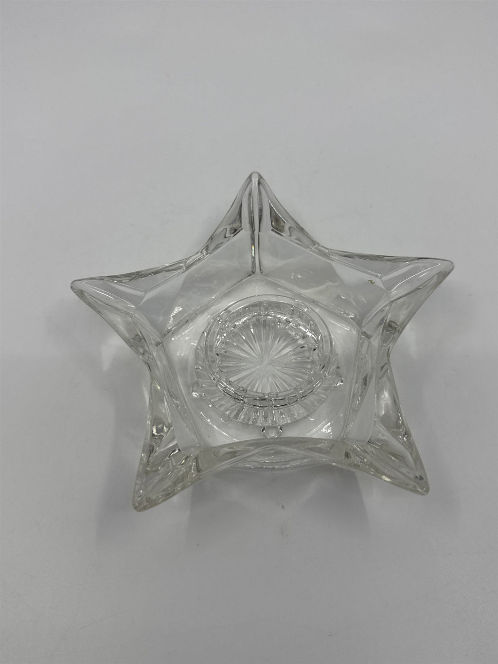 Vintage Clear Pressed Glass Star Shaped Votive Candle Holder